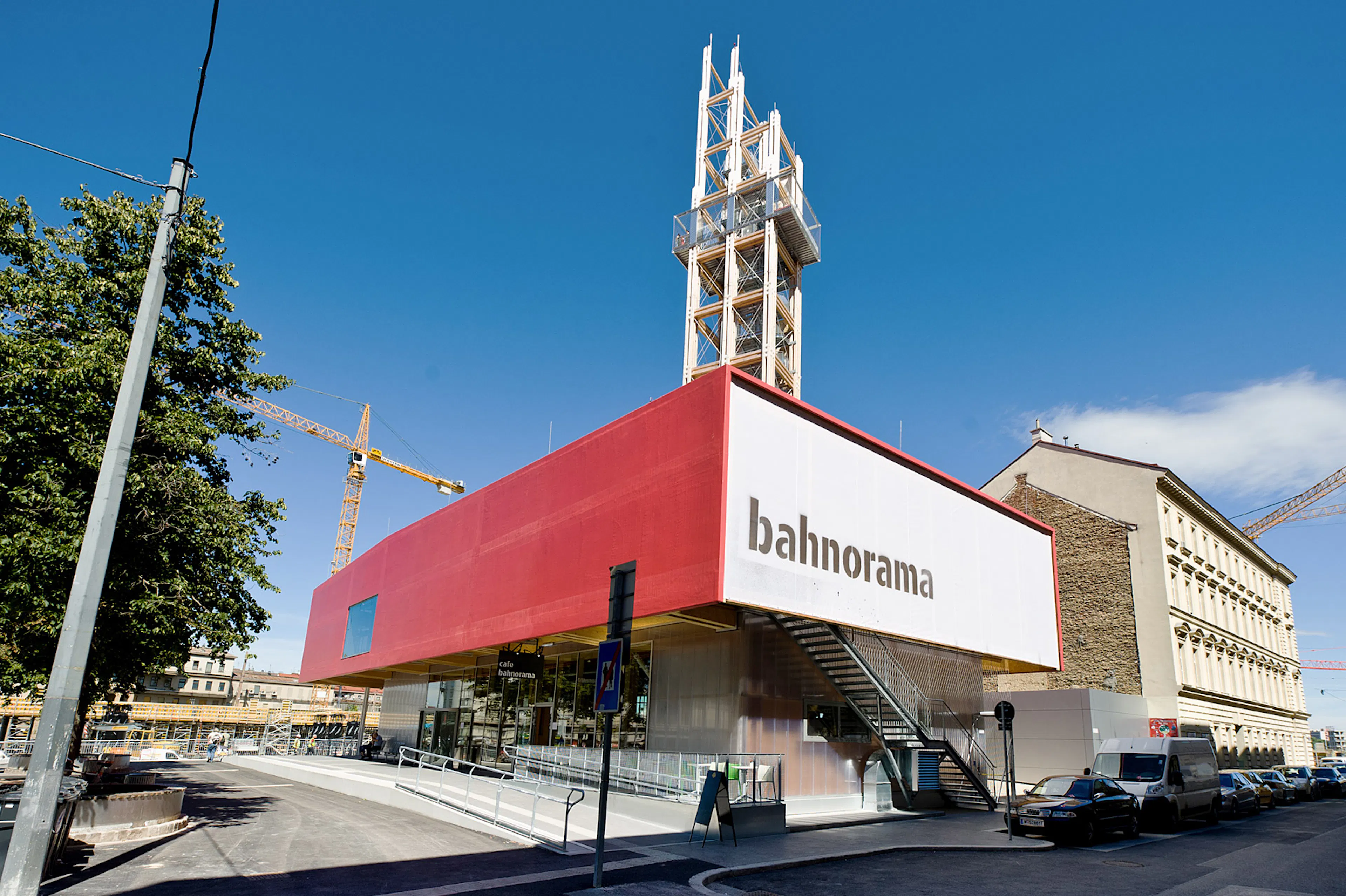 Outside the "bahnorama" Infocentre for the construction of Vienna Main Railway Station