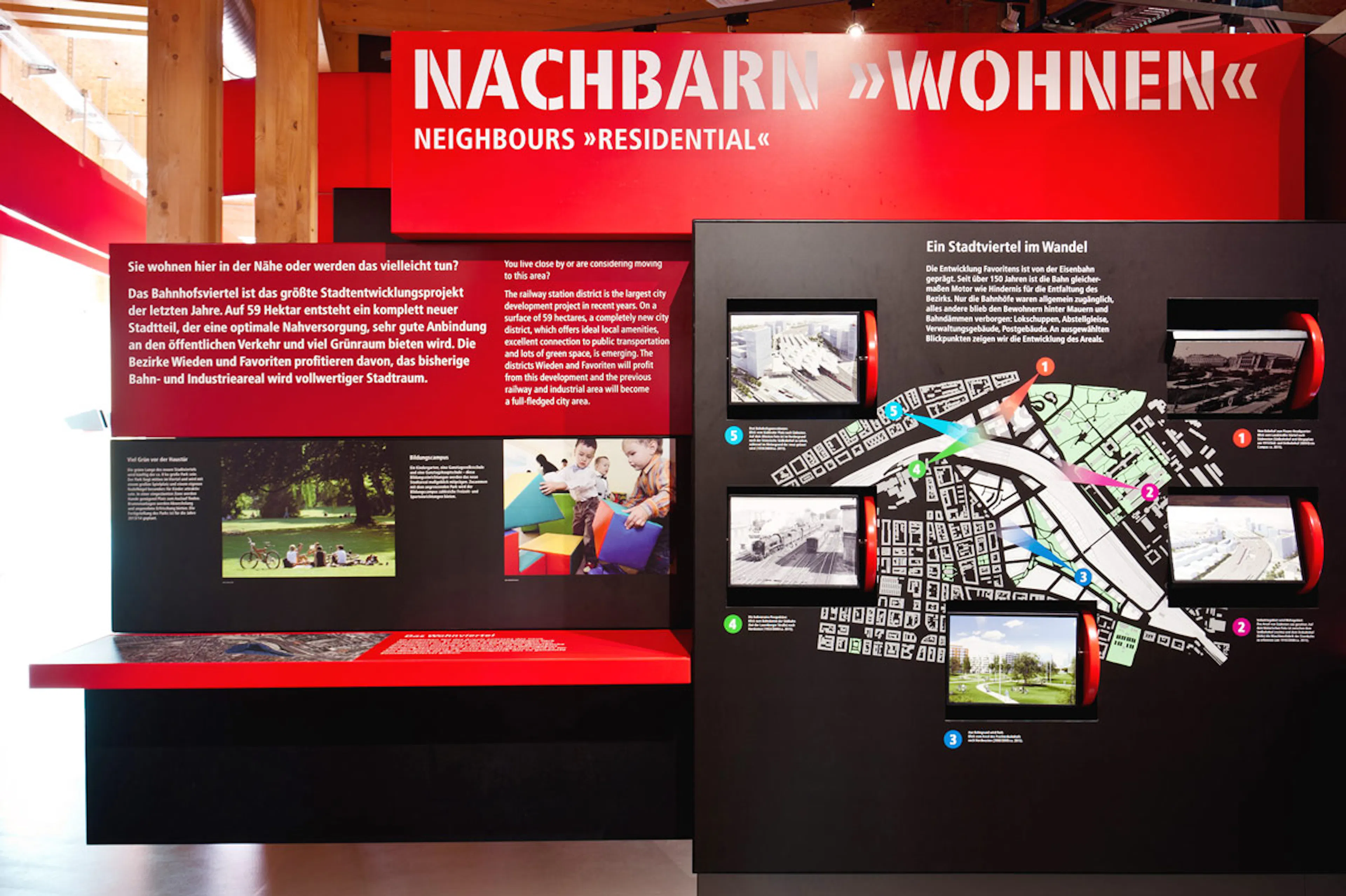 Design of the "bahnorama" Infocentre for the construction of Vienna Main Railway Station