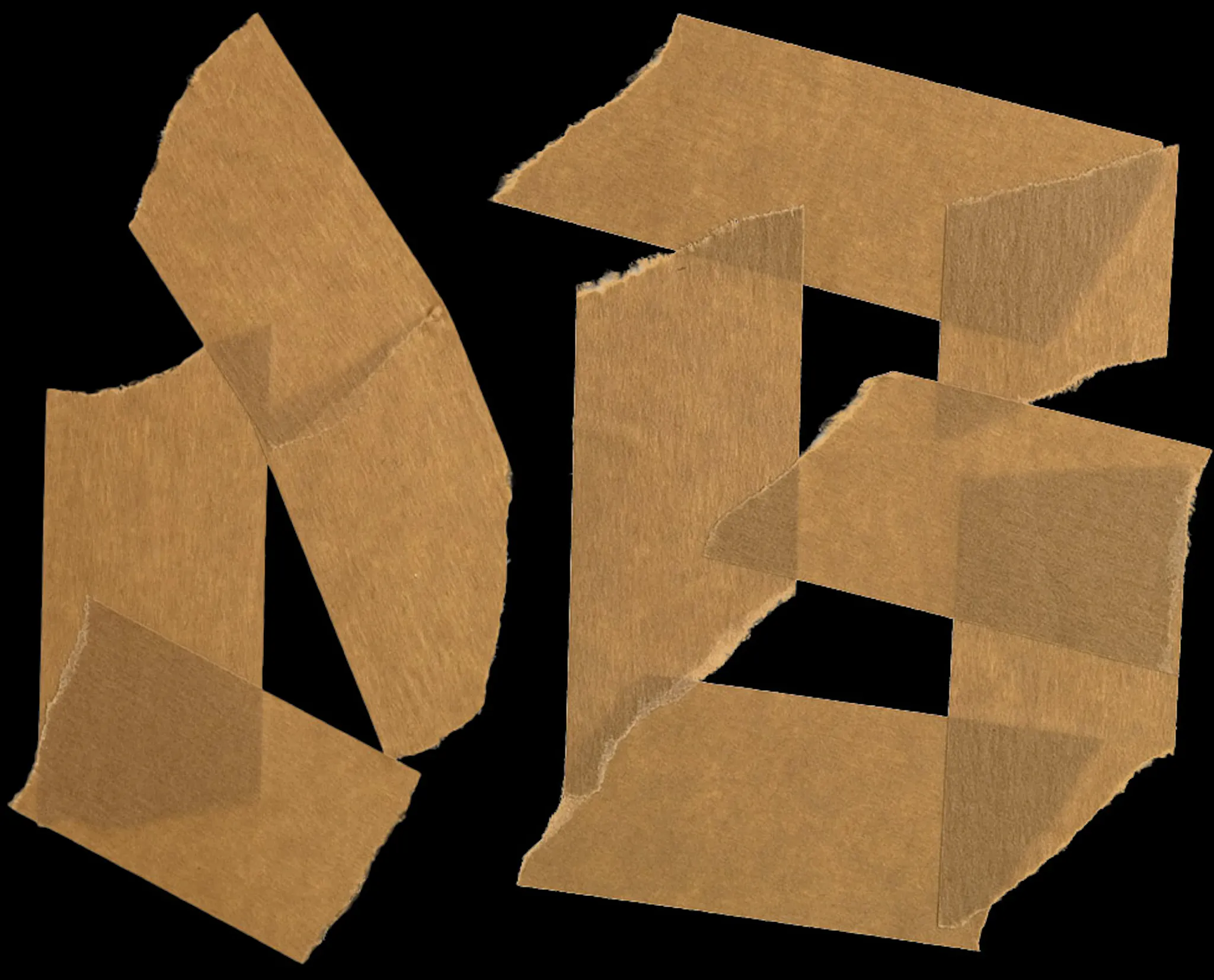 Construction of Adhesive Nr. Seven Font using adhesive tape