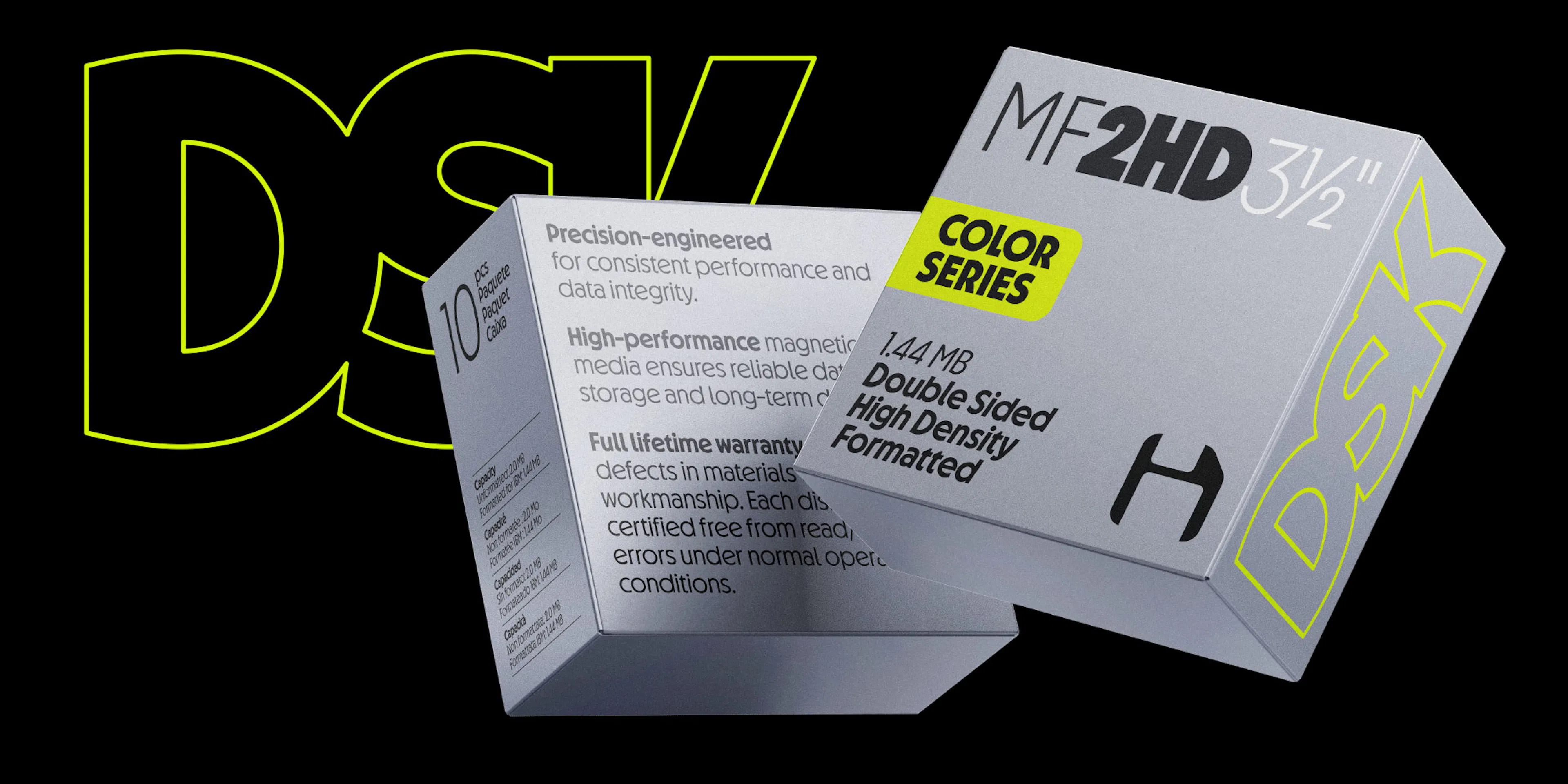 Disk Format Font in Verwendung auf einem Packaging Design