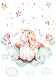 fotobehang unicorn in de wolken