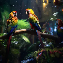 fotobehang papegaaien in jungle