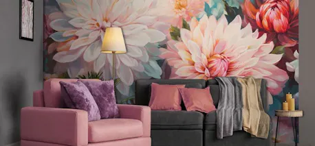 fotobehang-aquarel-bloemenpracht-bloemen-waterverf-vliesbehang-woonkamer