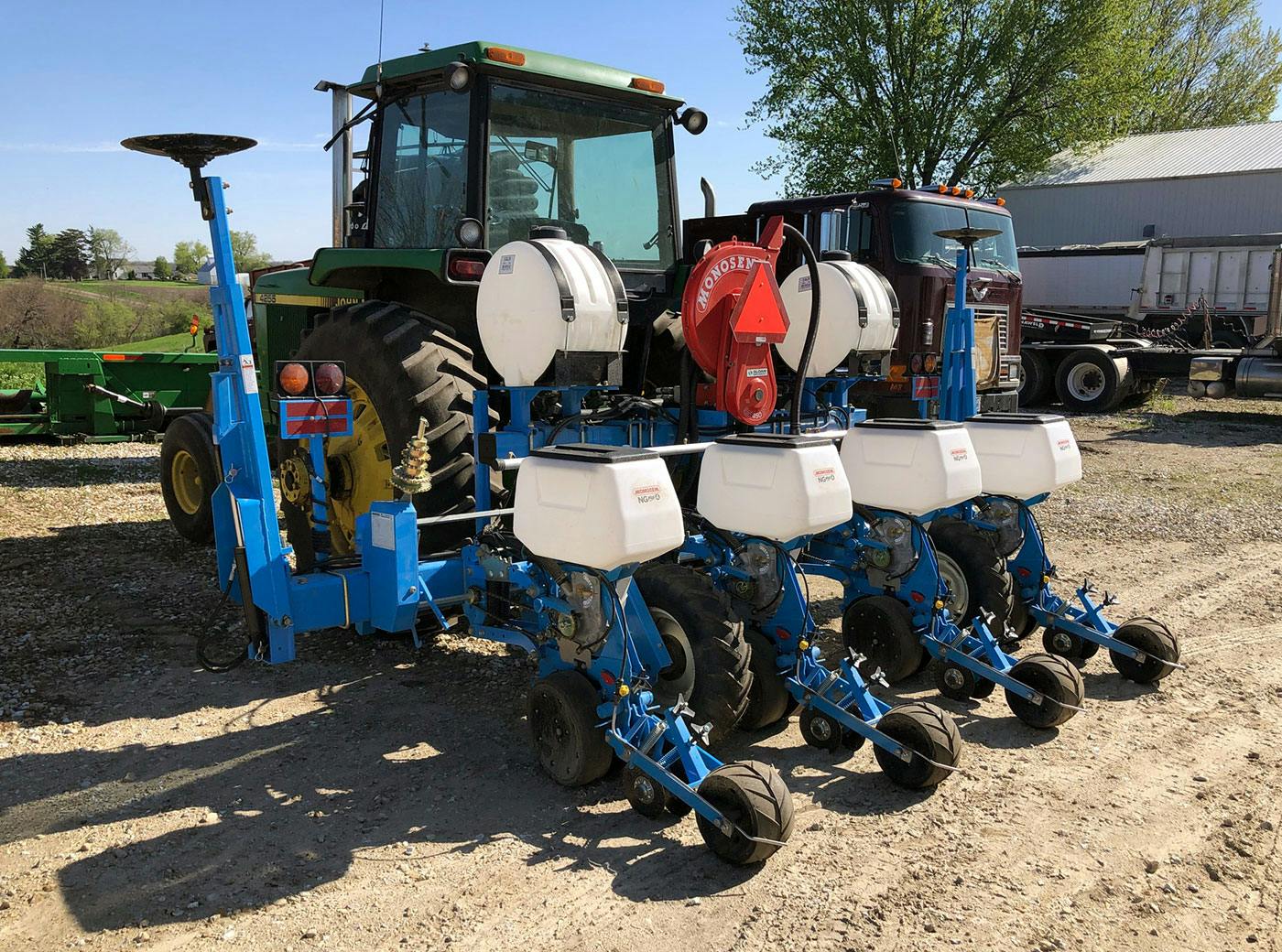American Hemp Research planter with plates for field trial plots as well as production