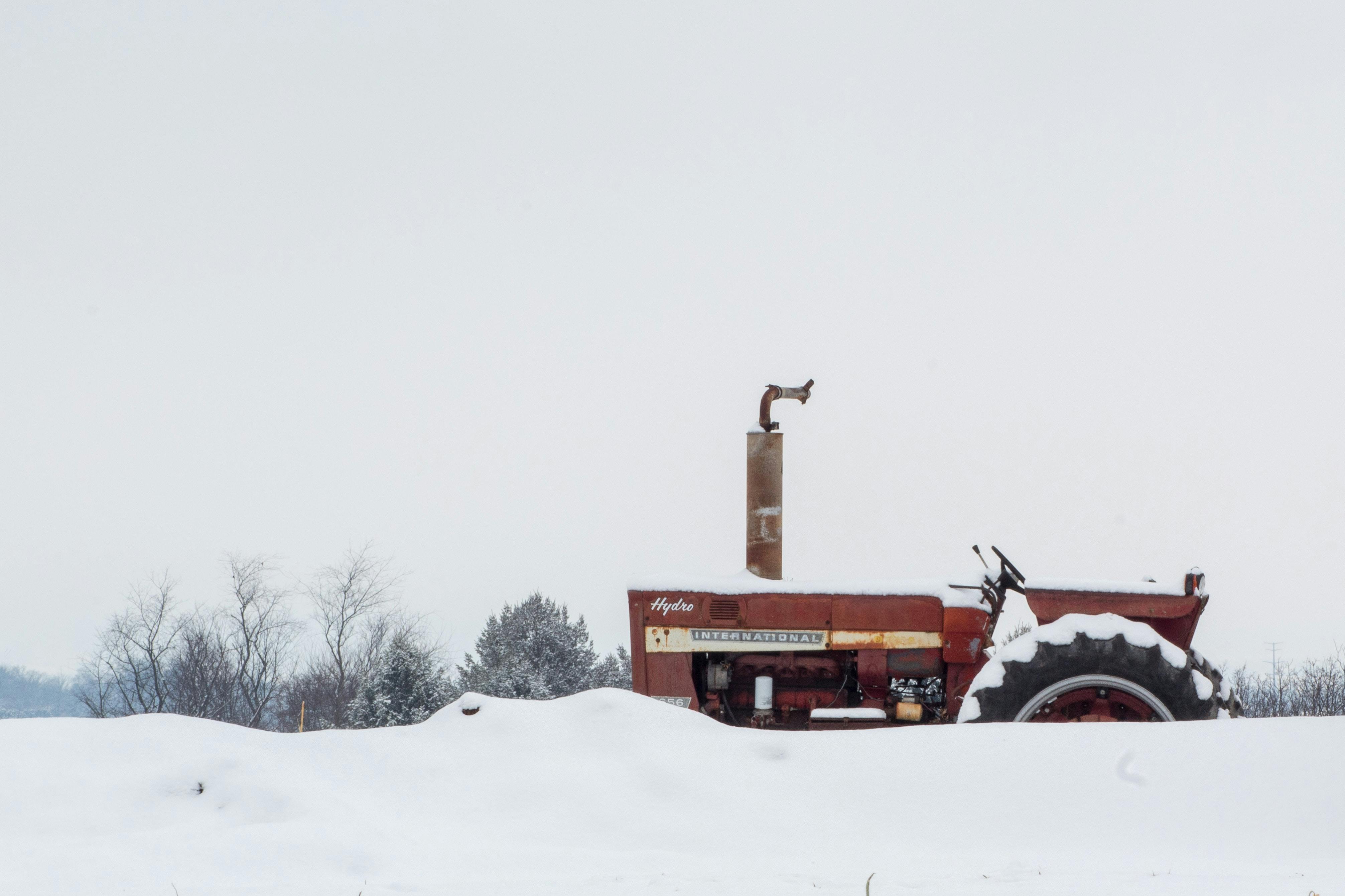 tractor in the snow