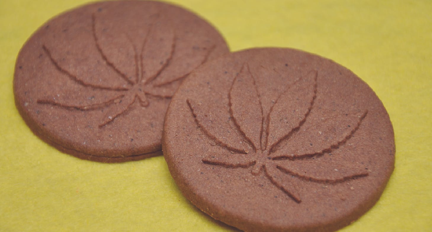cookies with cannabis leaf stamp