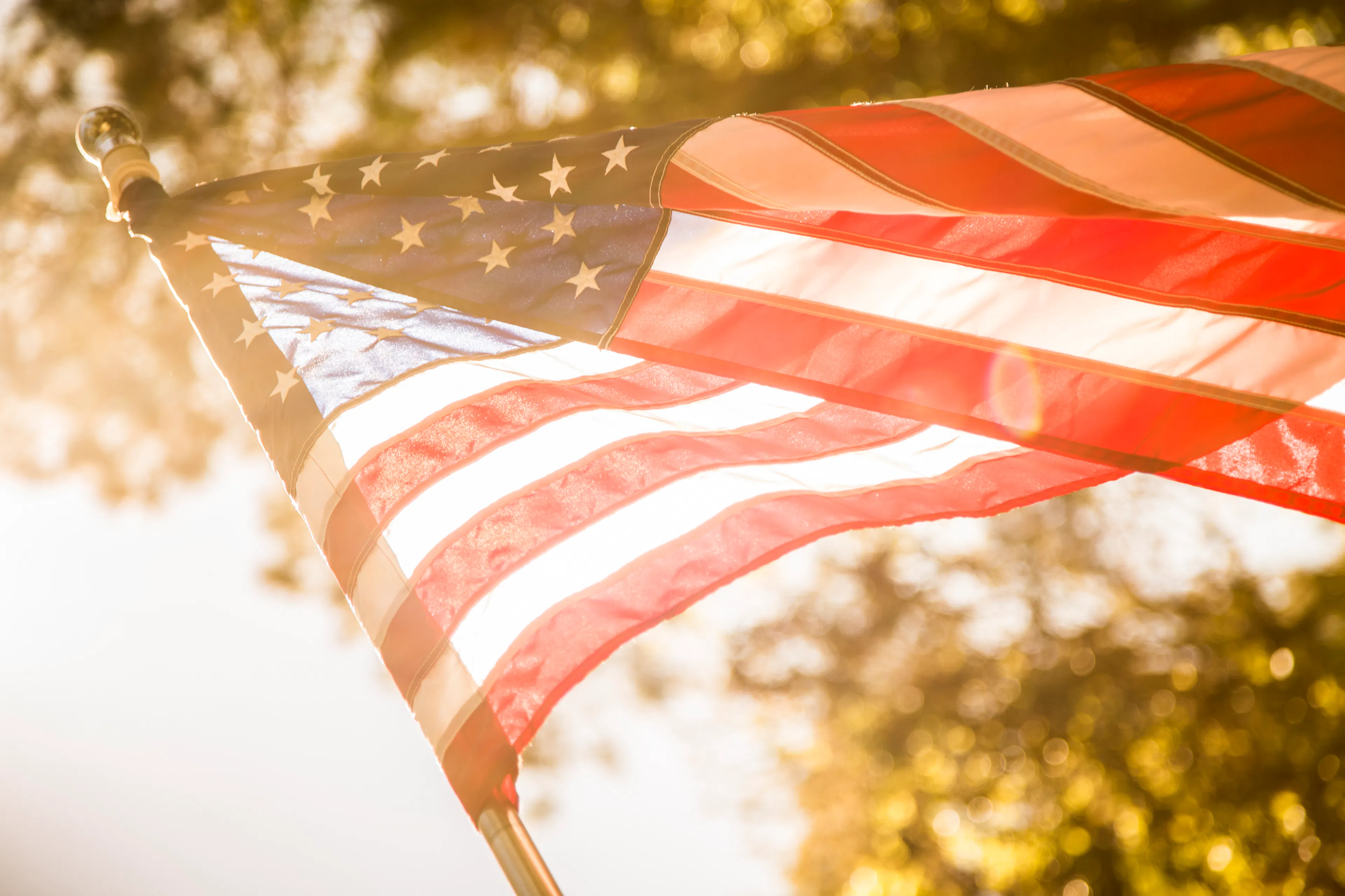 American flag on a summer day