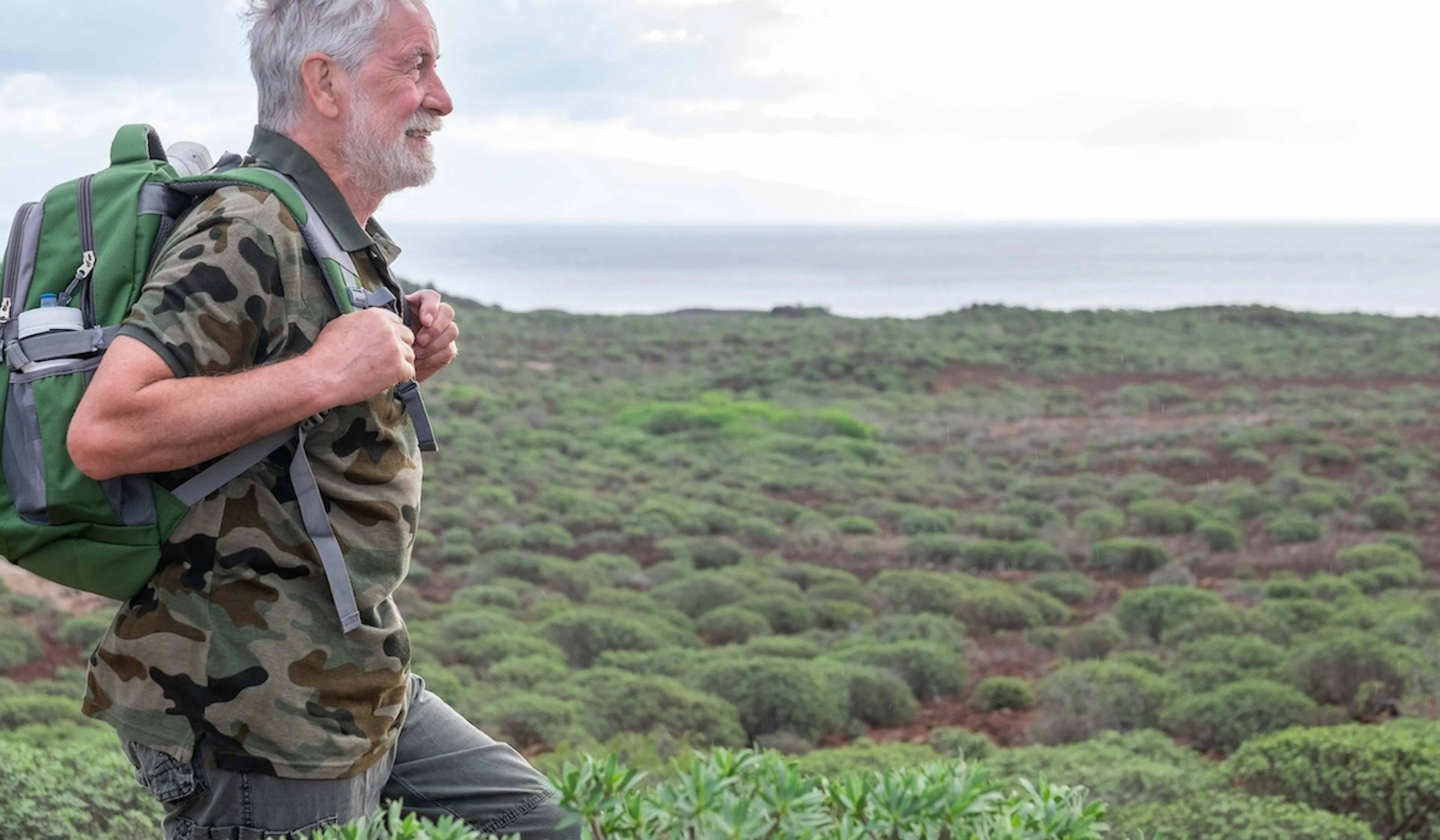 man hiking in the fresh air