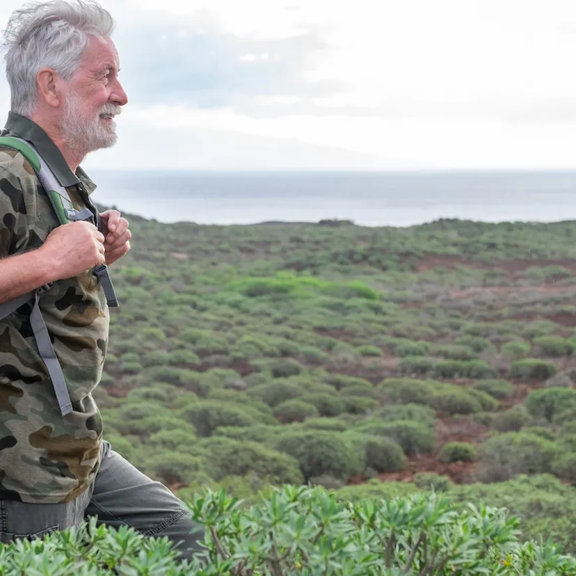 man hiking in the fresh air