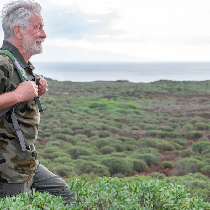man hiking in the fresh air