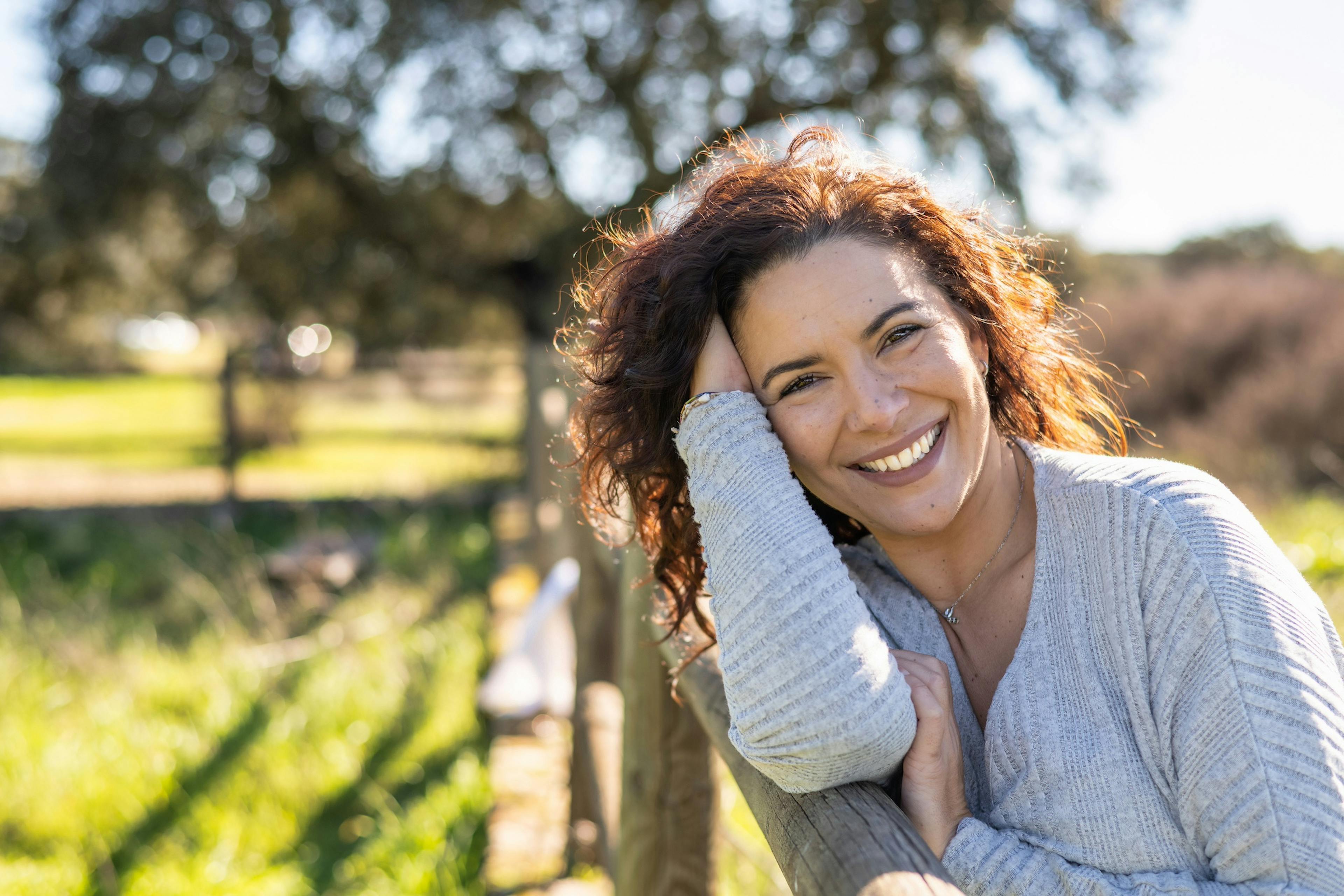 happy woman outside