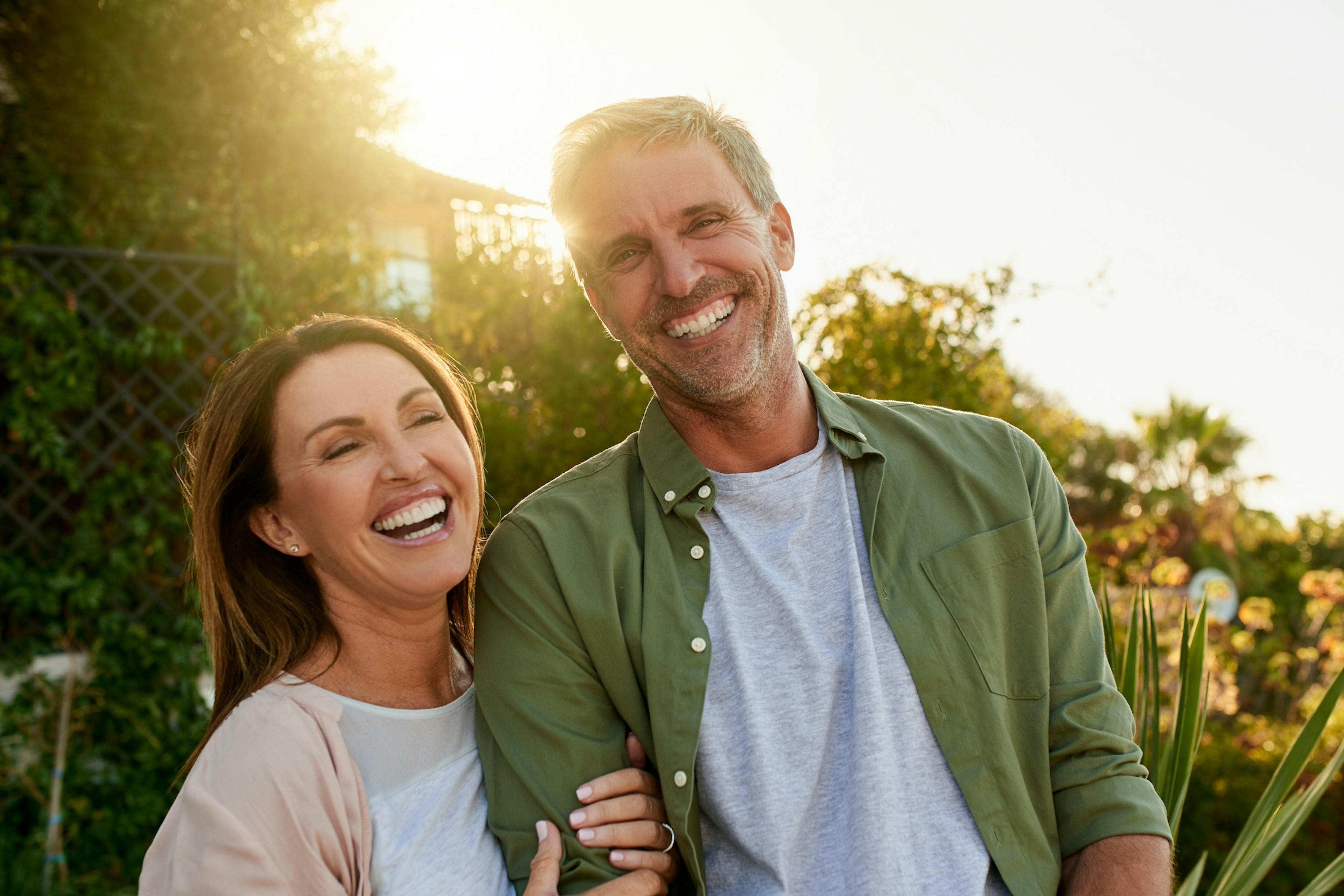 middle age couple laughing