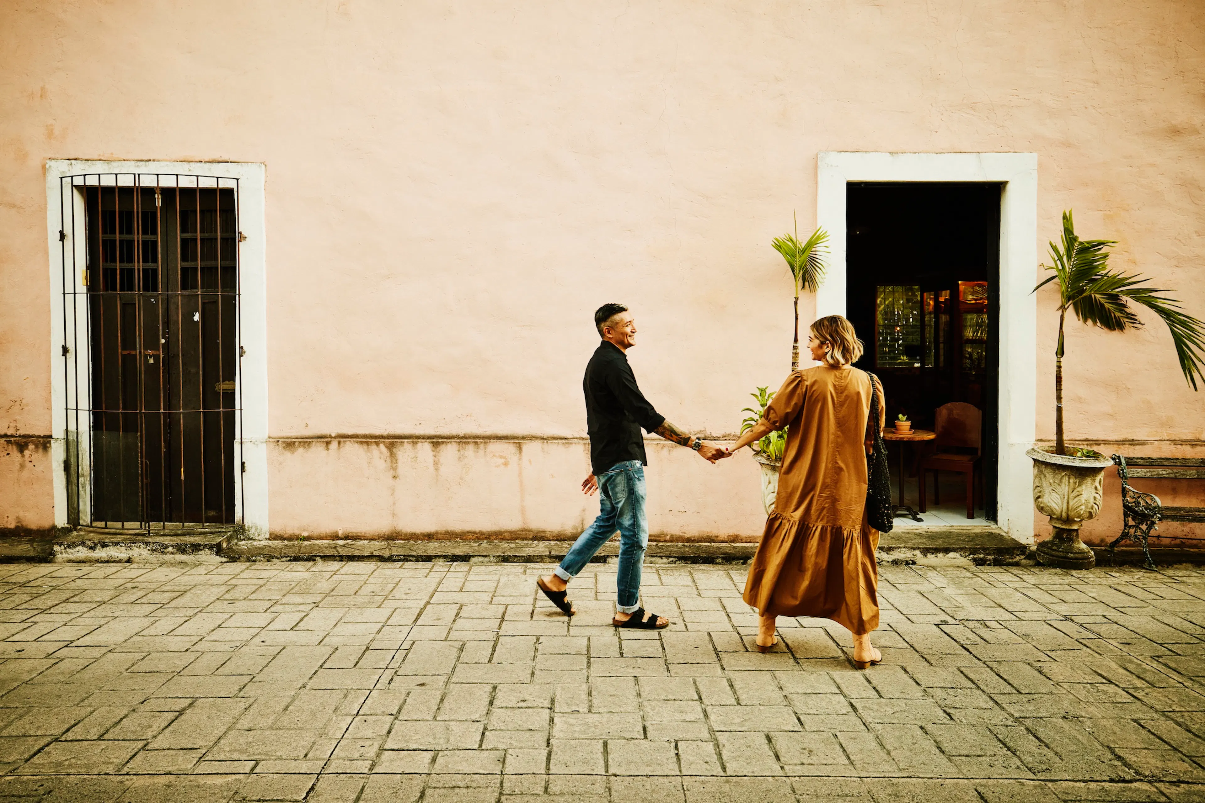 couple walking on vacation