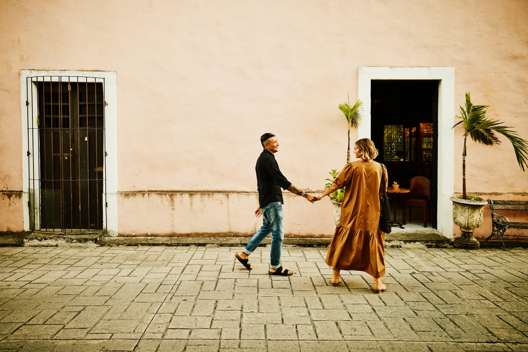 couple walking on vacation