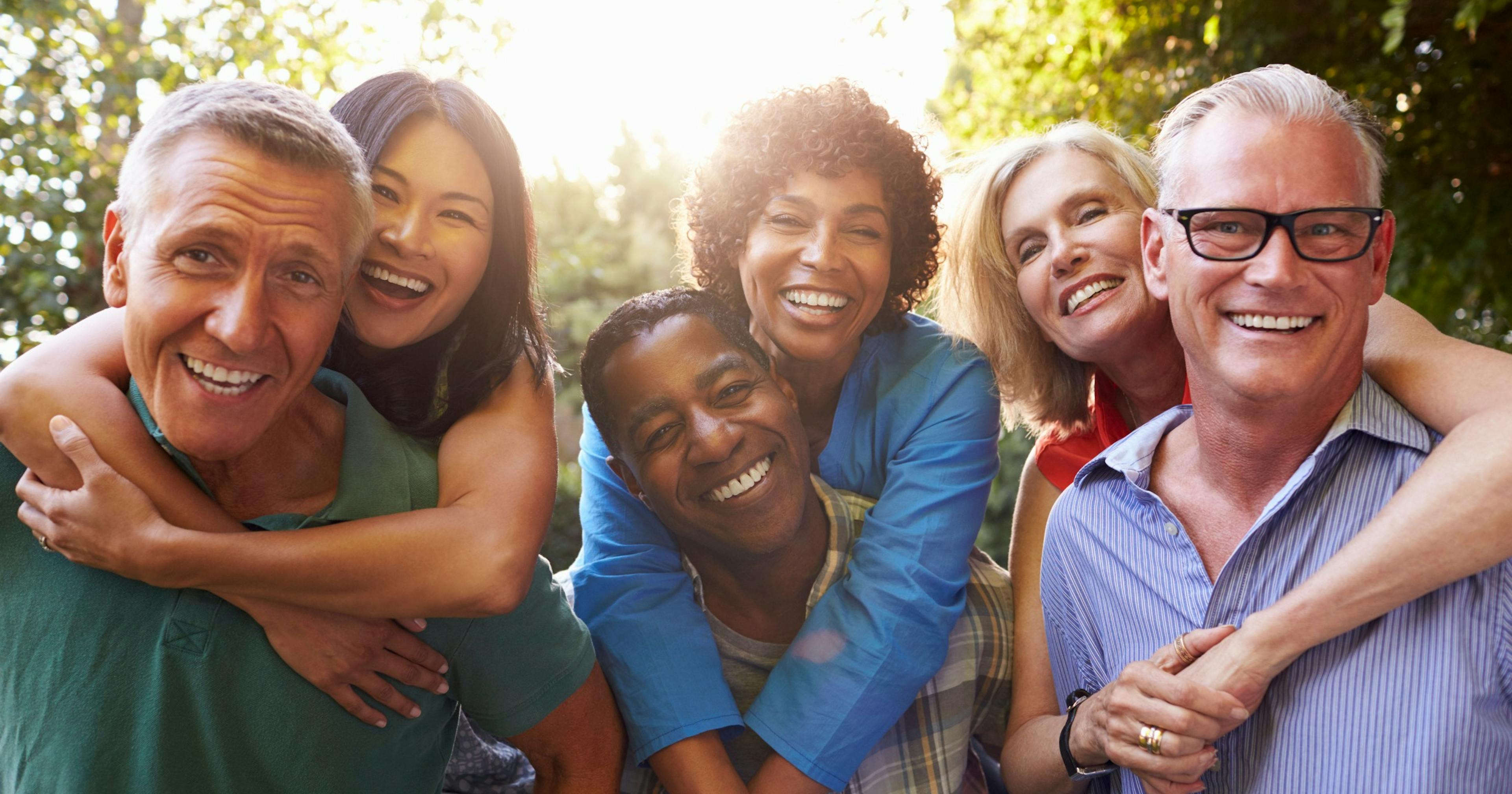 mature group of friends outside