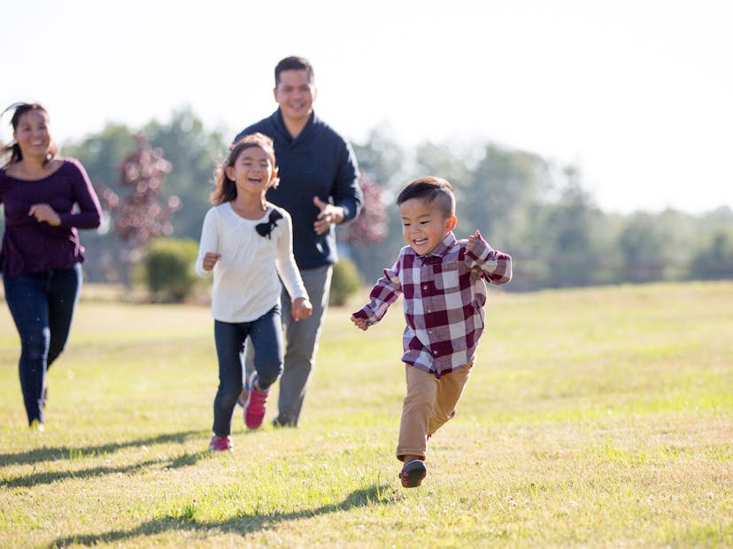 family spending time together outside.