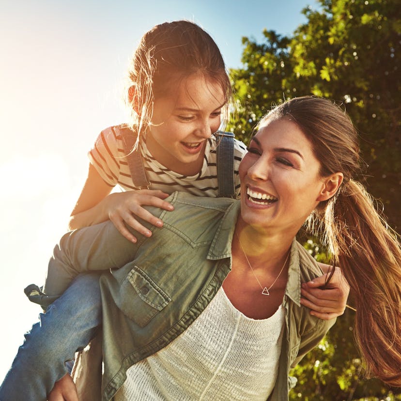 mom and daughter in the sunlight