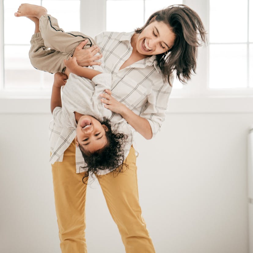 mom and toddler playing