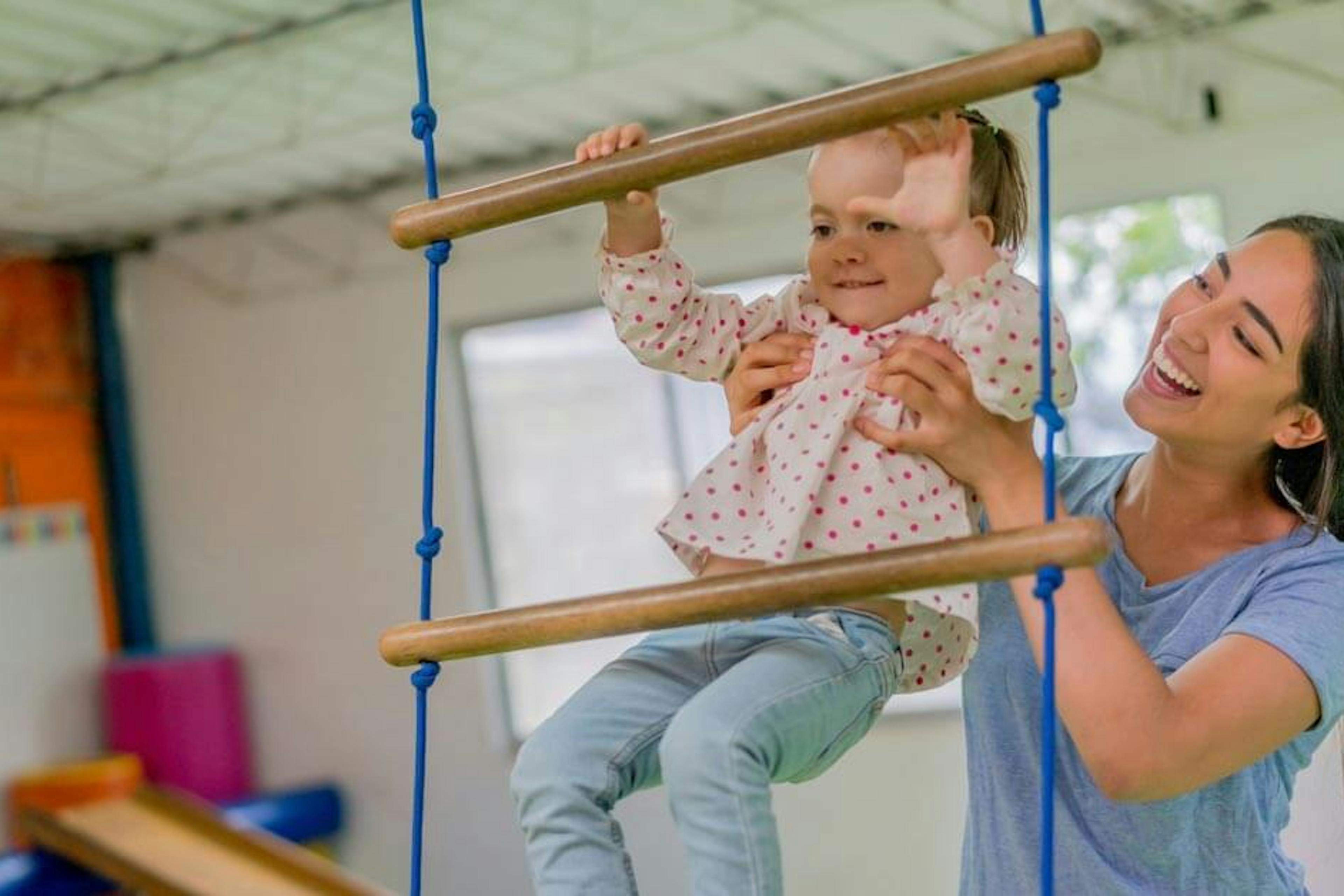 small toddler at an indoor play facility