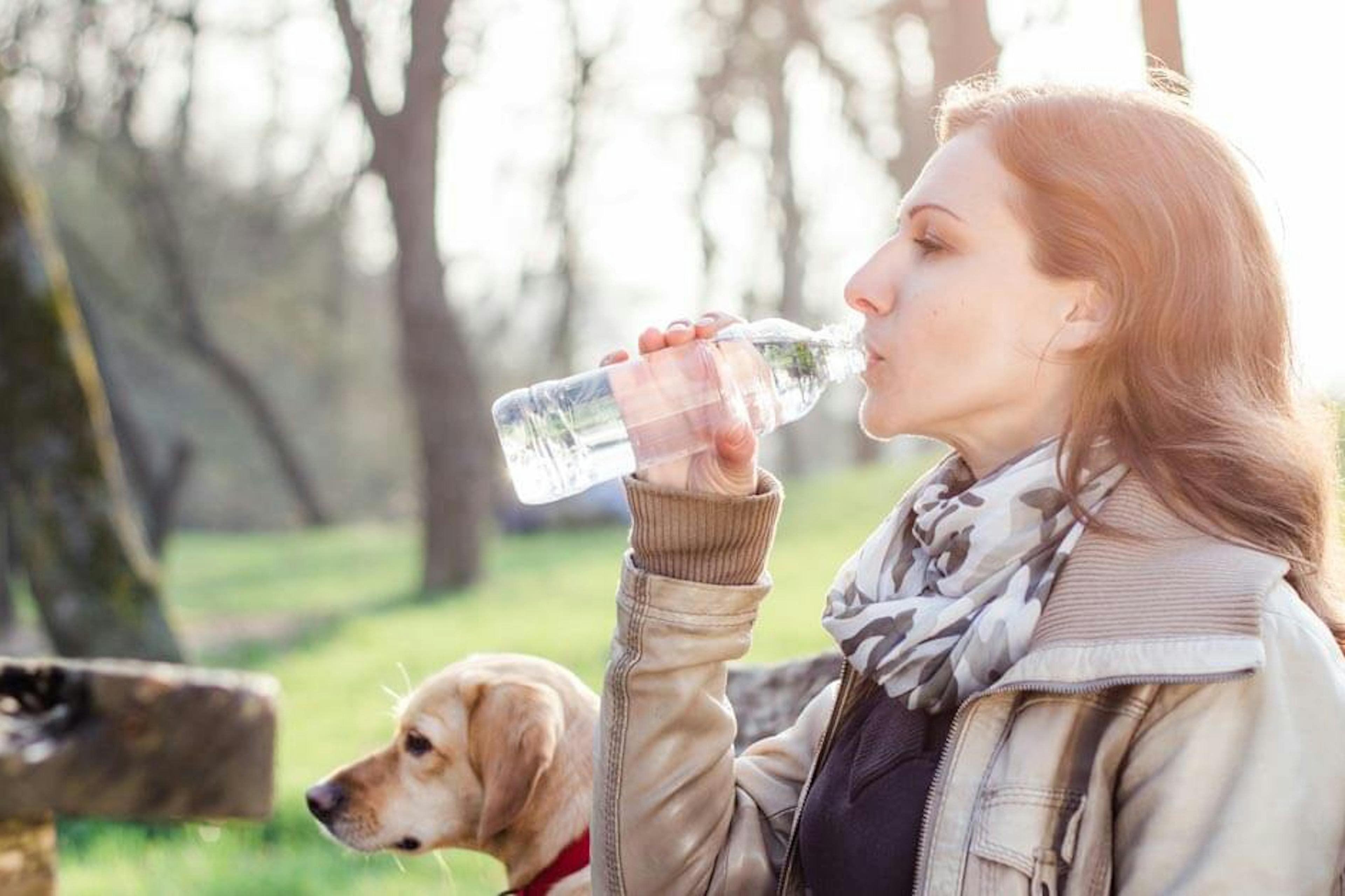 woman drinking water