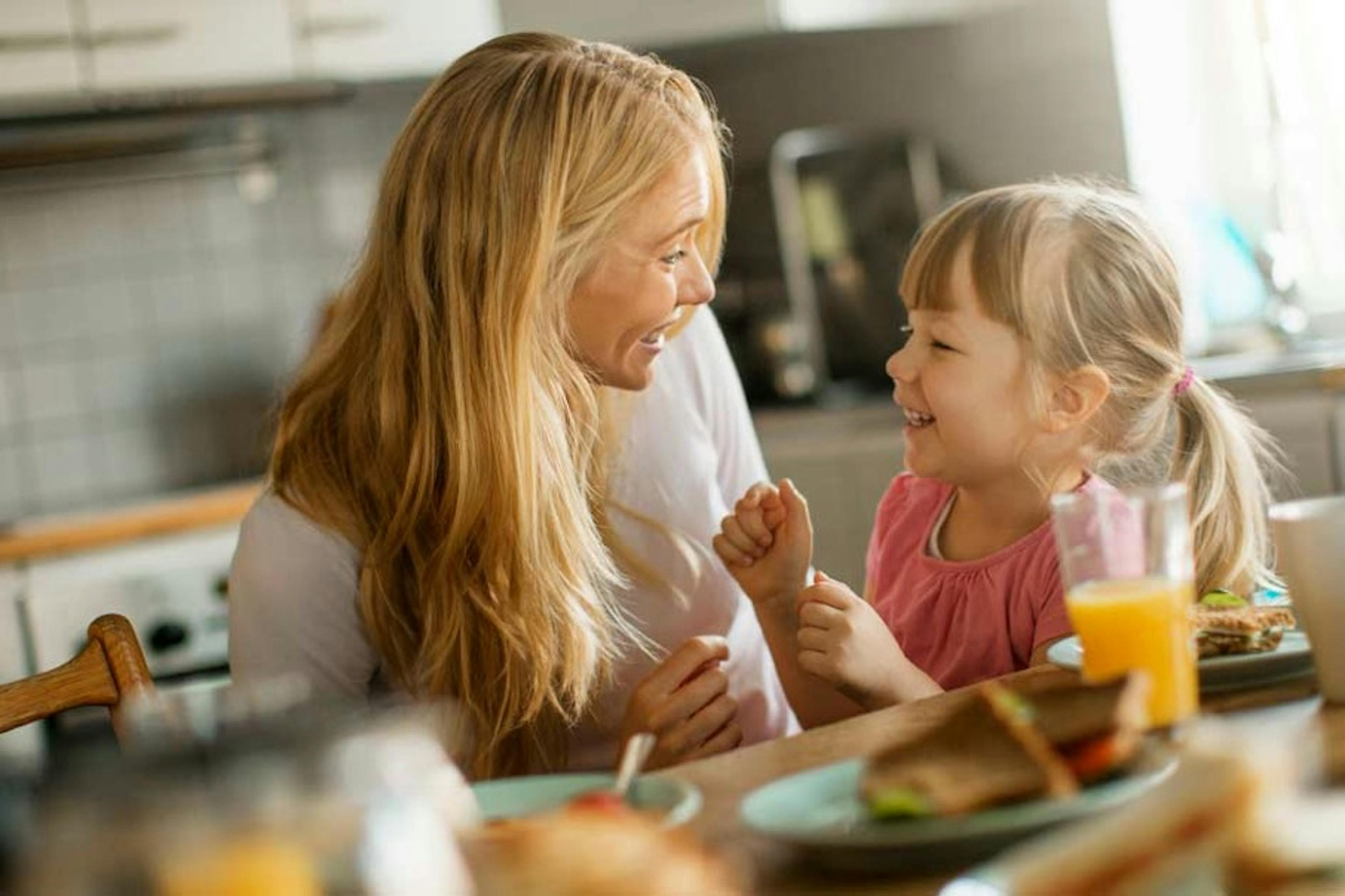 happy mom and daughter