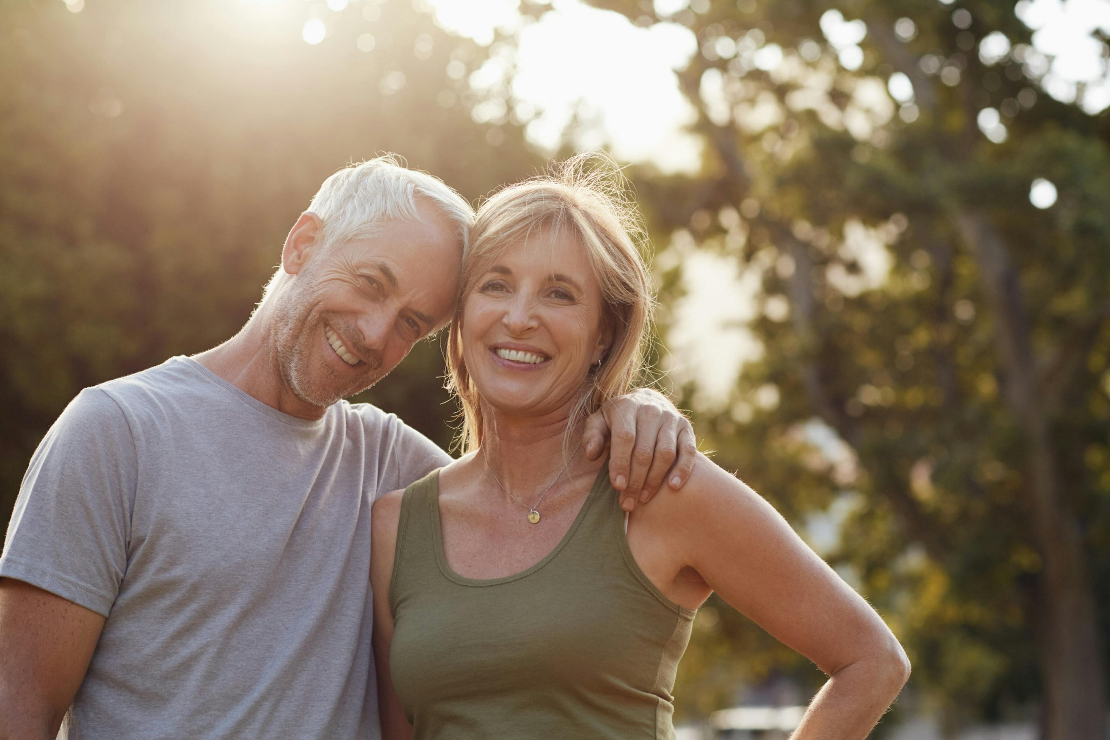 fit middle-aged couple in love