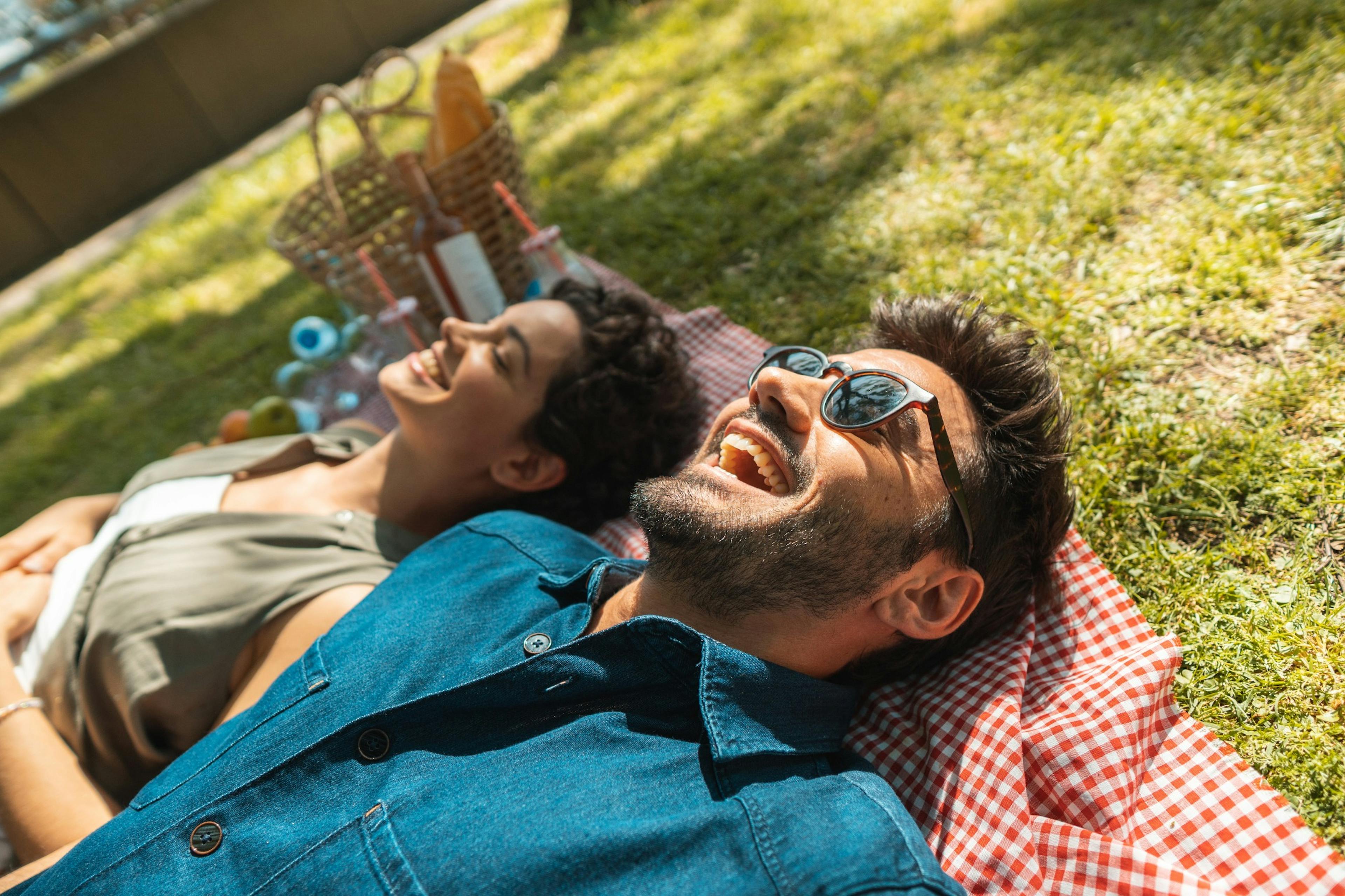 friends at a picnic in the grass