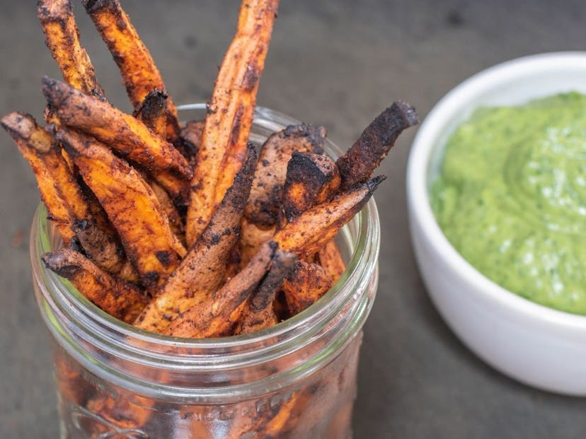 Sweet Potato Fries with Avocado Dipping Sauce