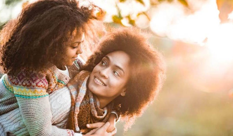 mom and daughter outdoors