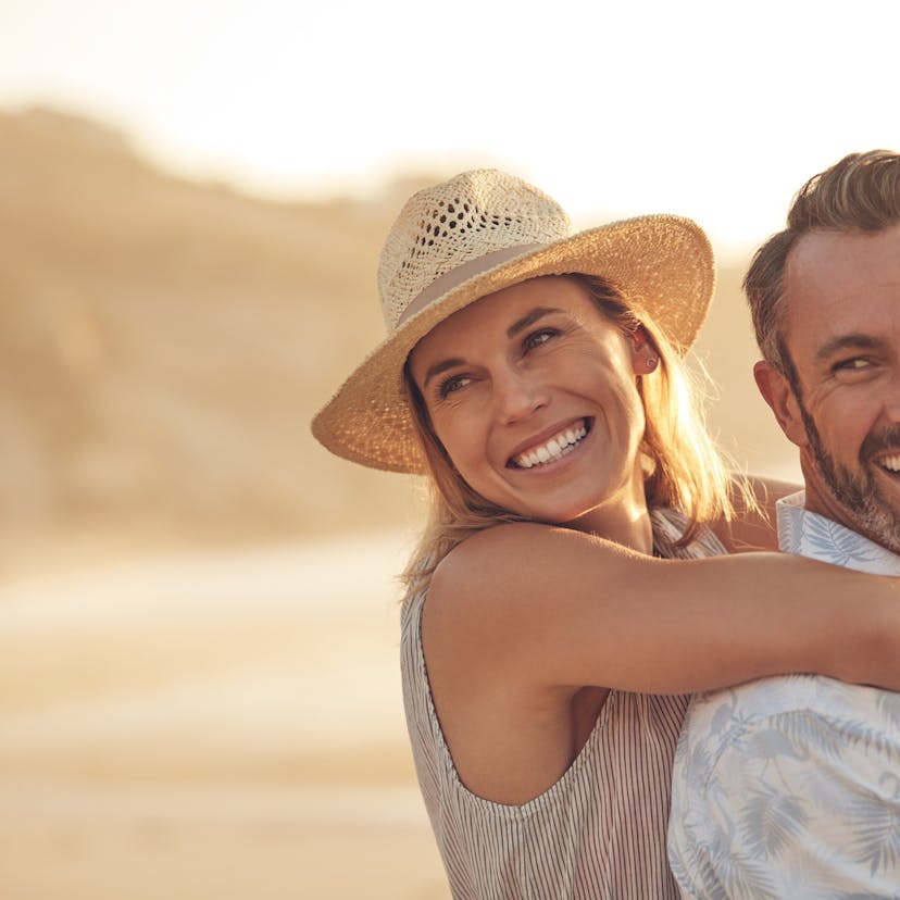 happy couple on the beach