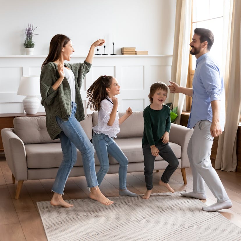 family dance party at home