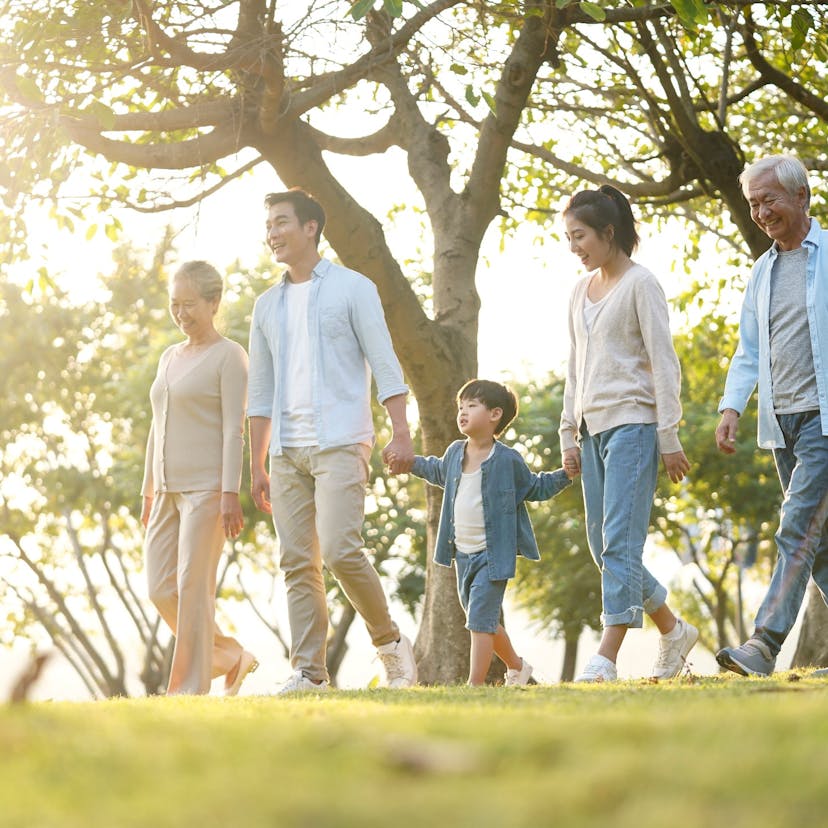 Three generations out walking