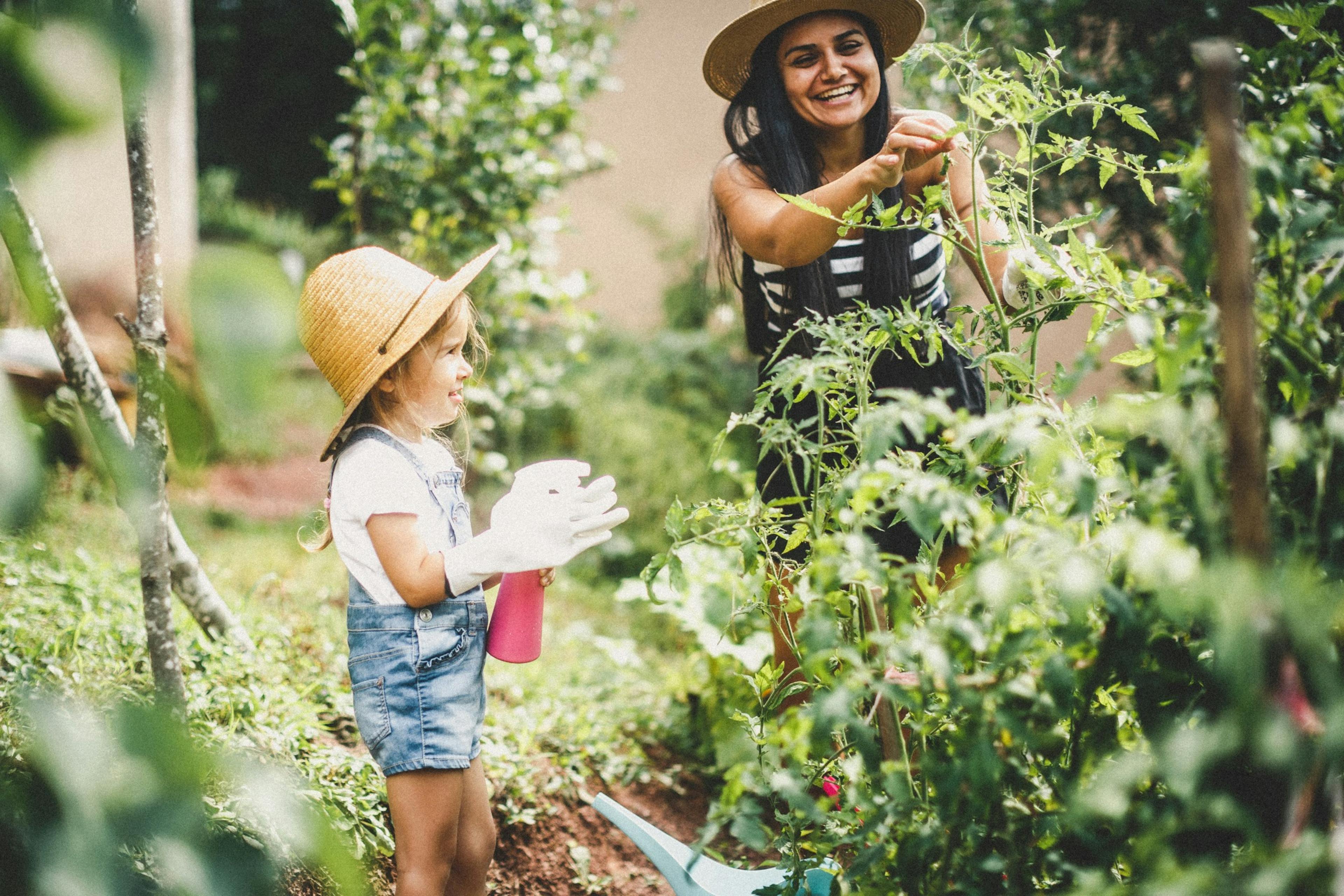 mom and daughter in the garden