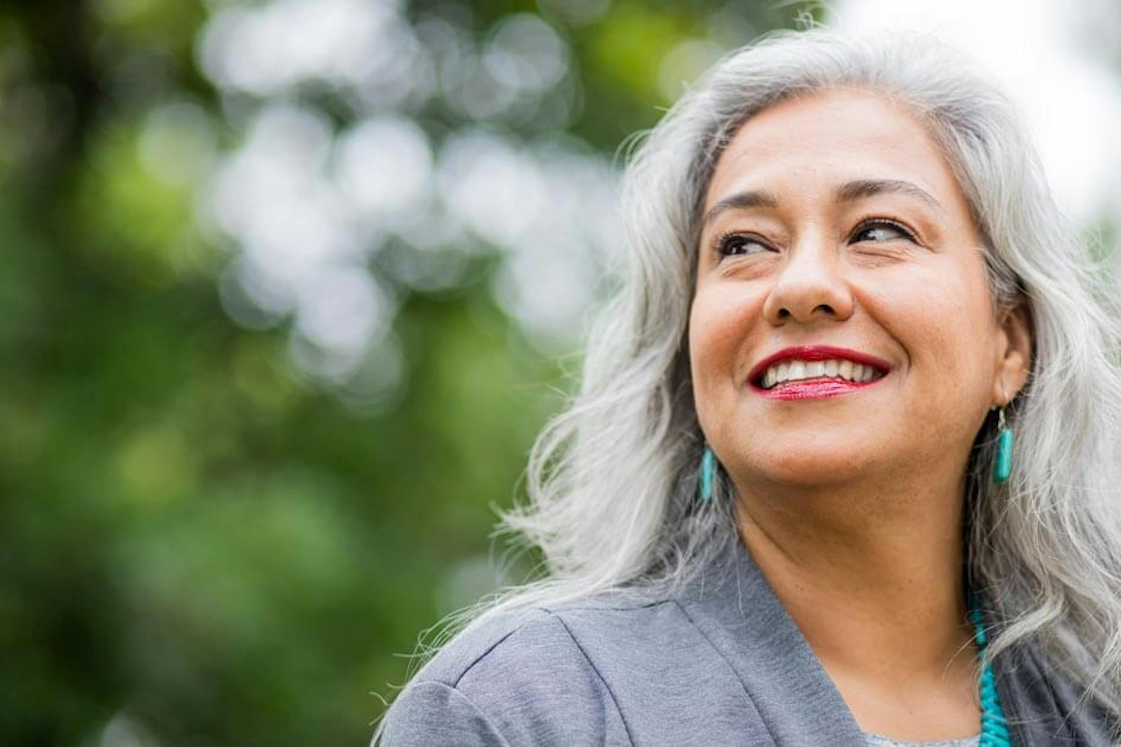 happy older woman outside