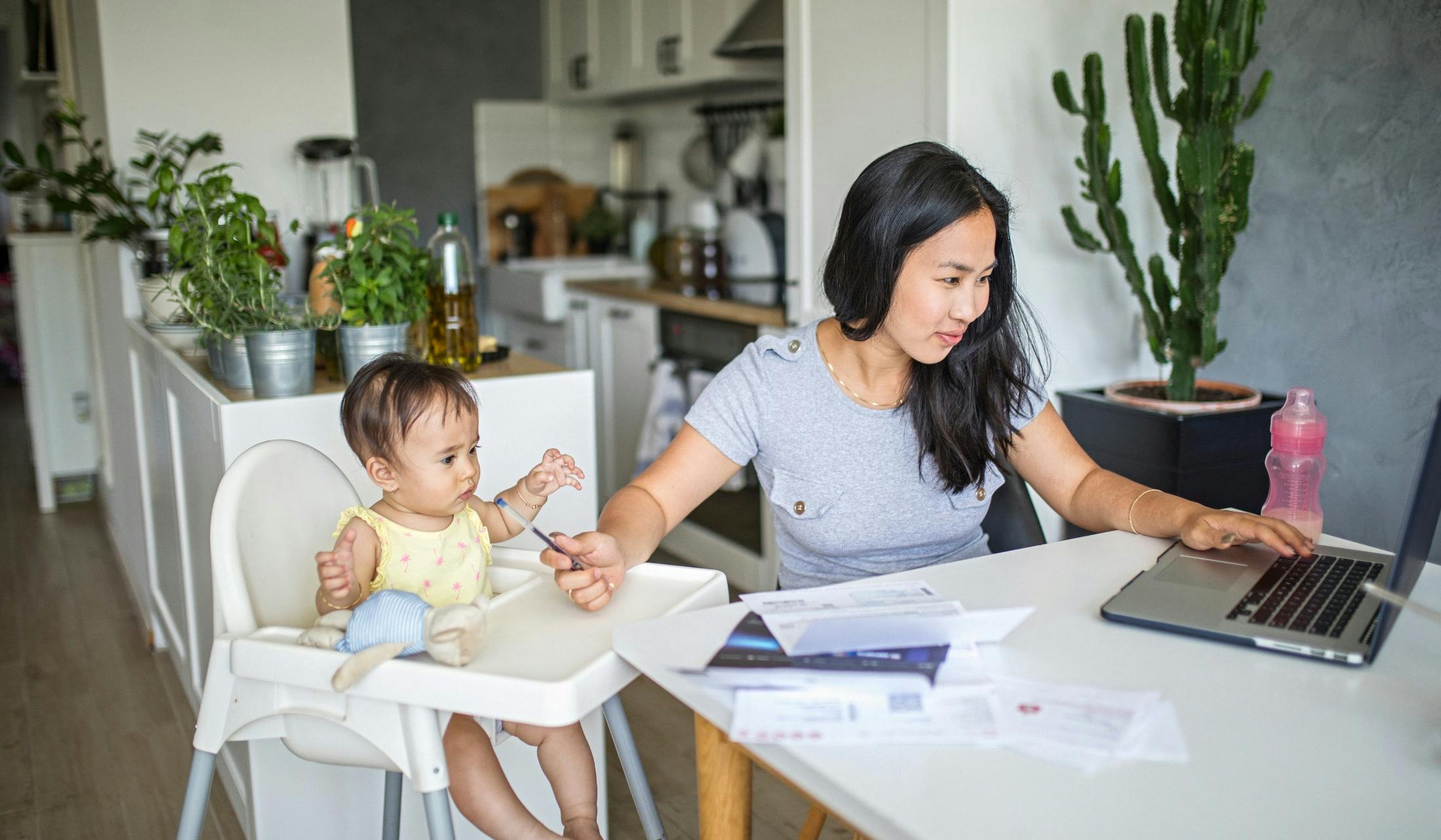 working mom juggling client work and a baby
