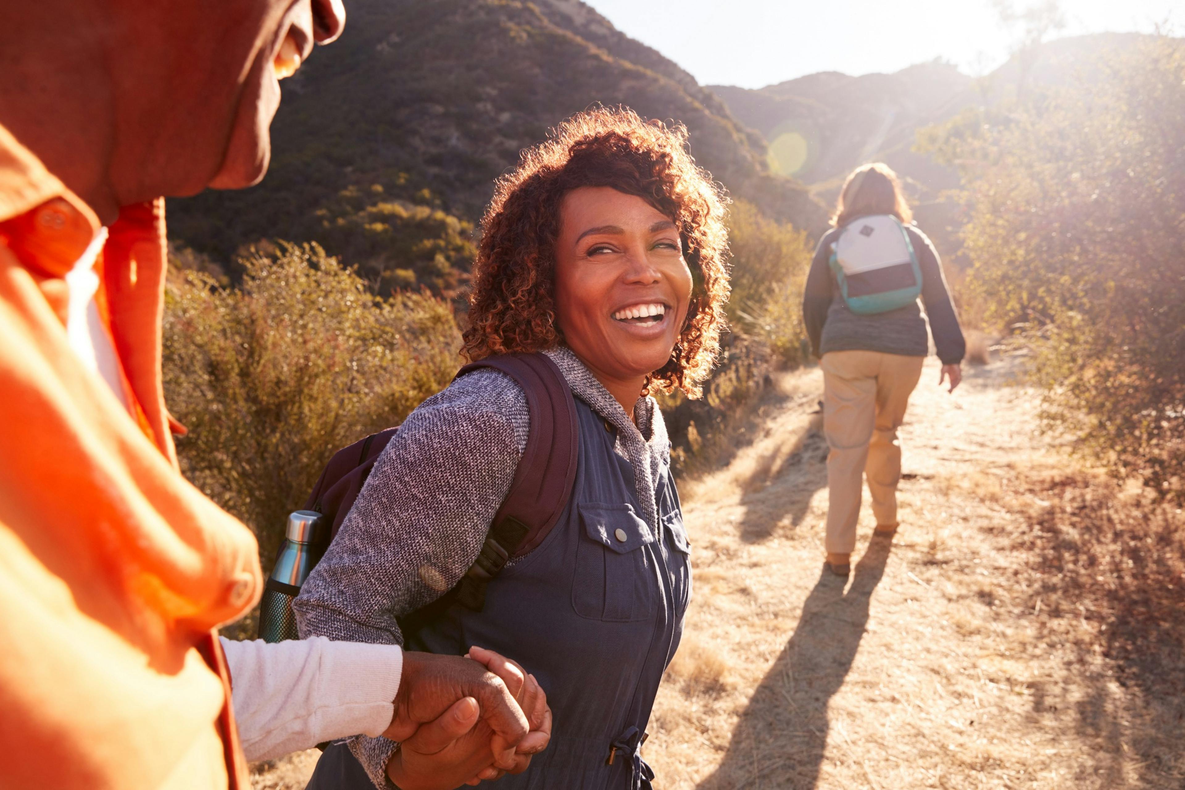 friends out hiking