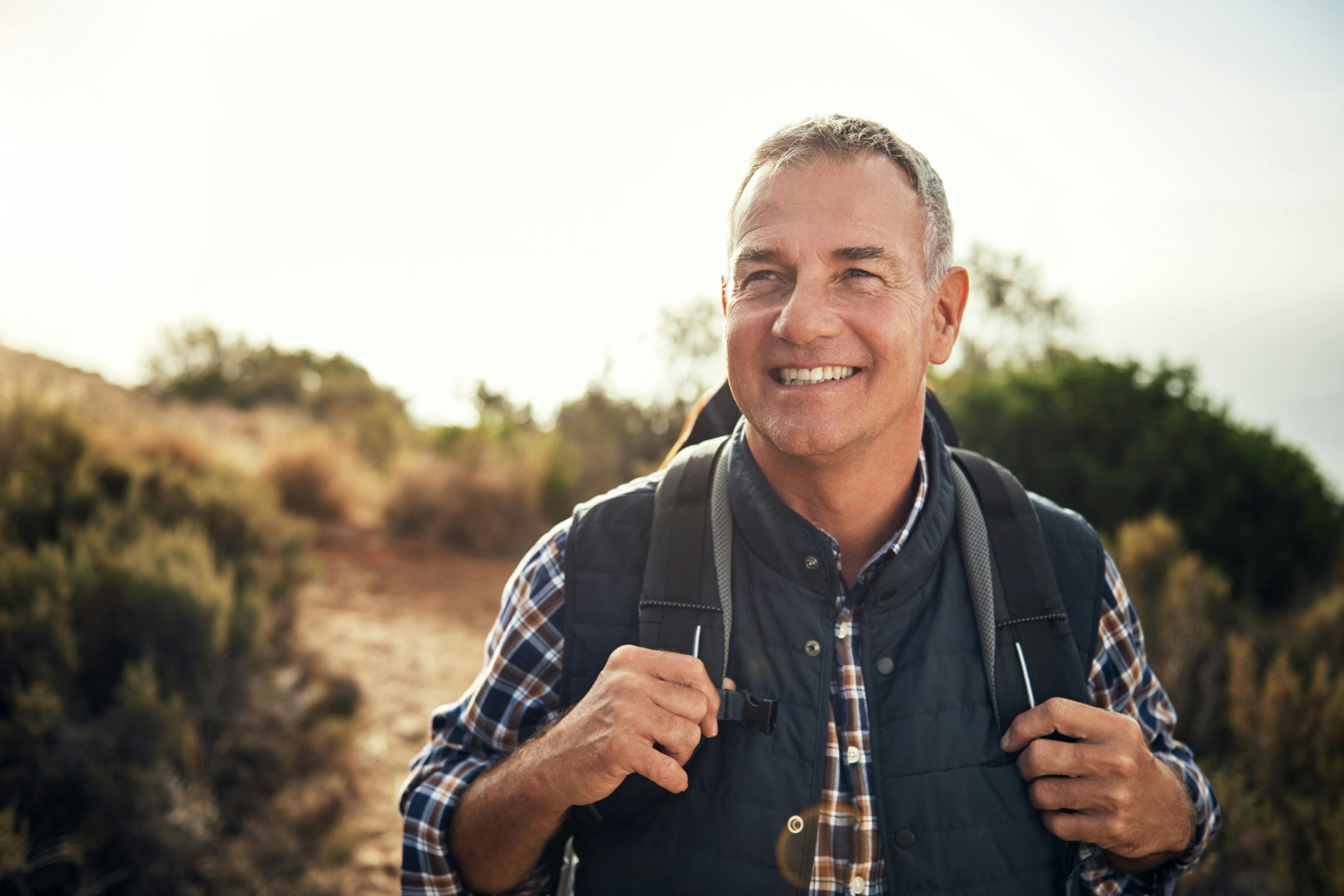 a middle-age man out walking