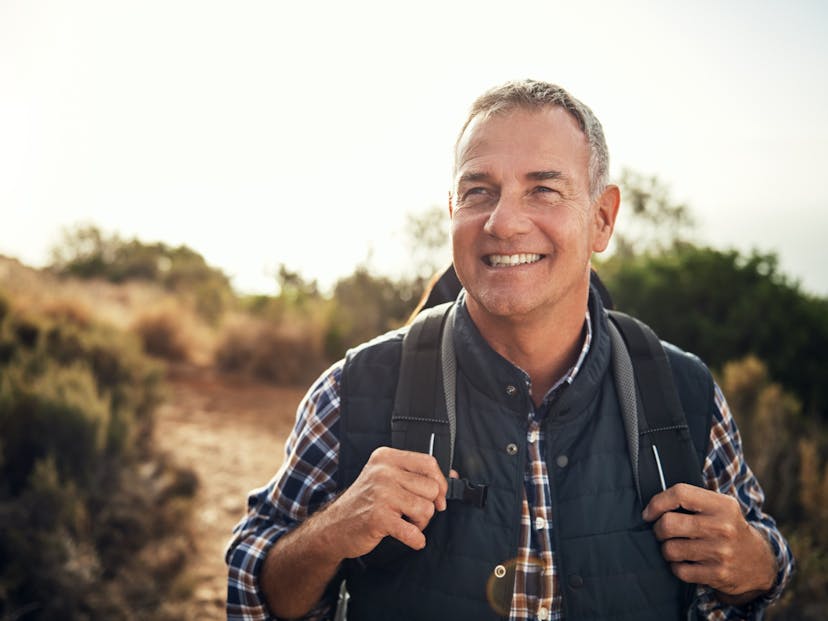 a middle-age man out walking