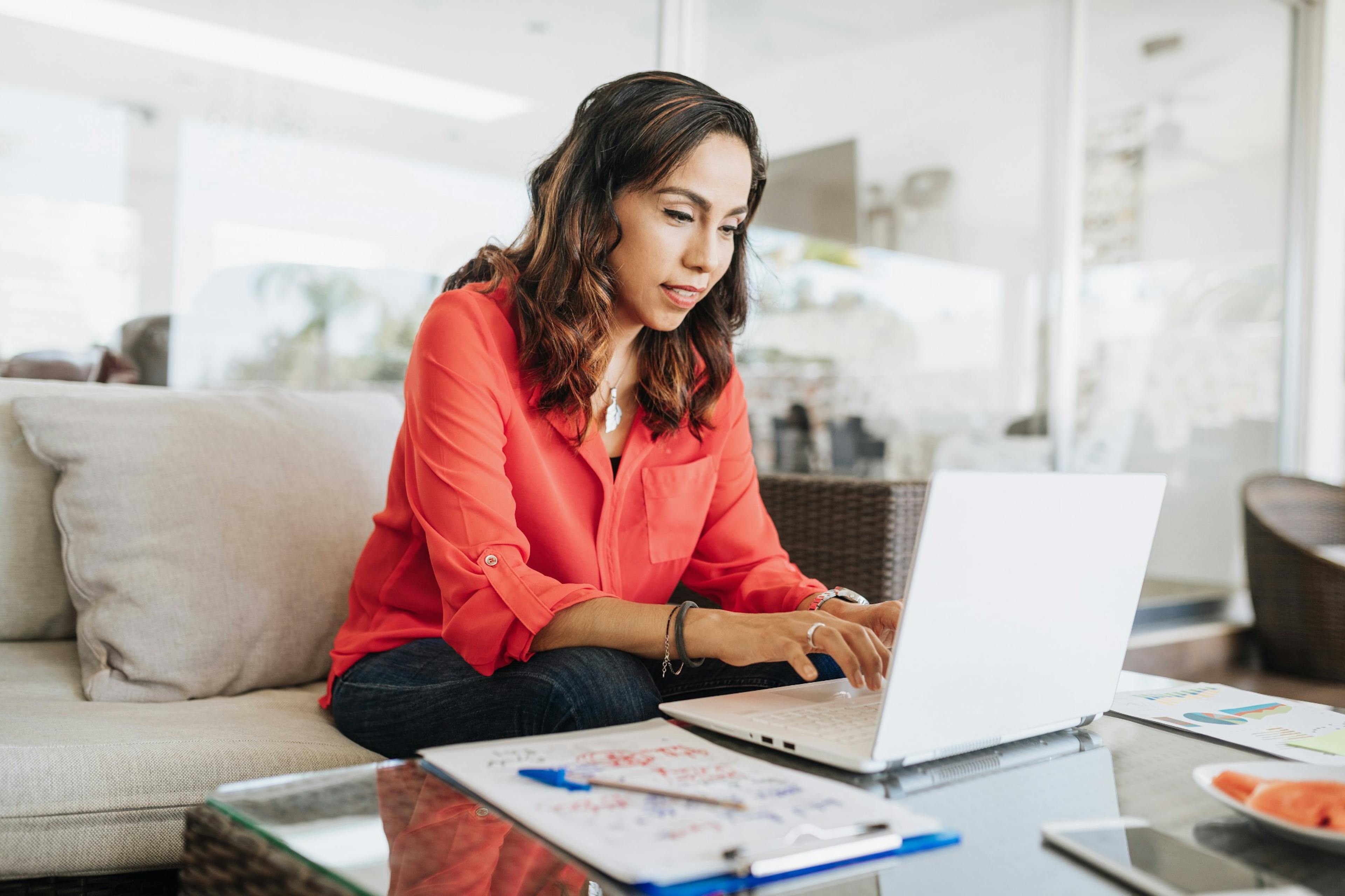 Mature businesswoman working from home