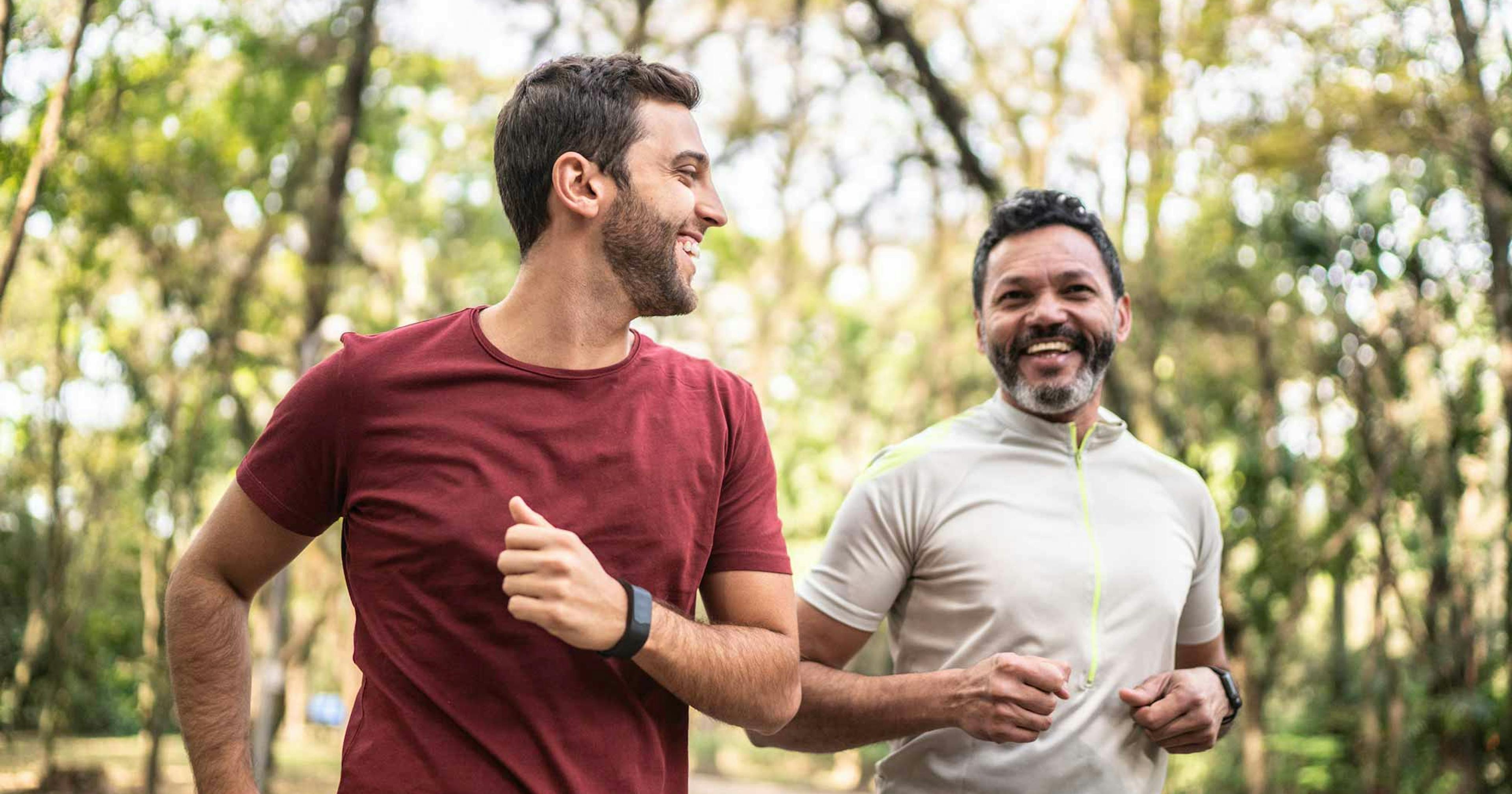 Two friends running together