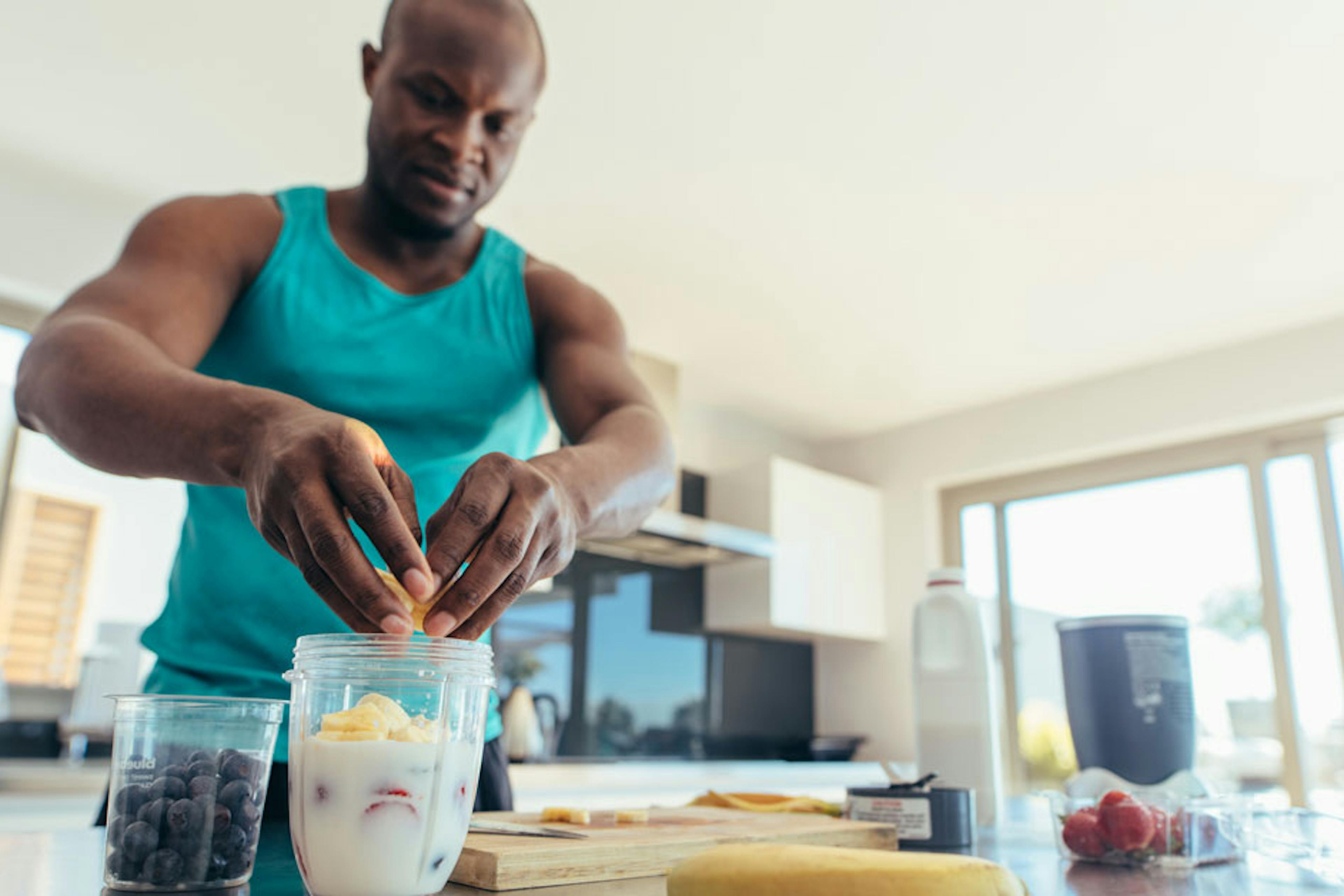 healthy man making food