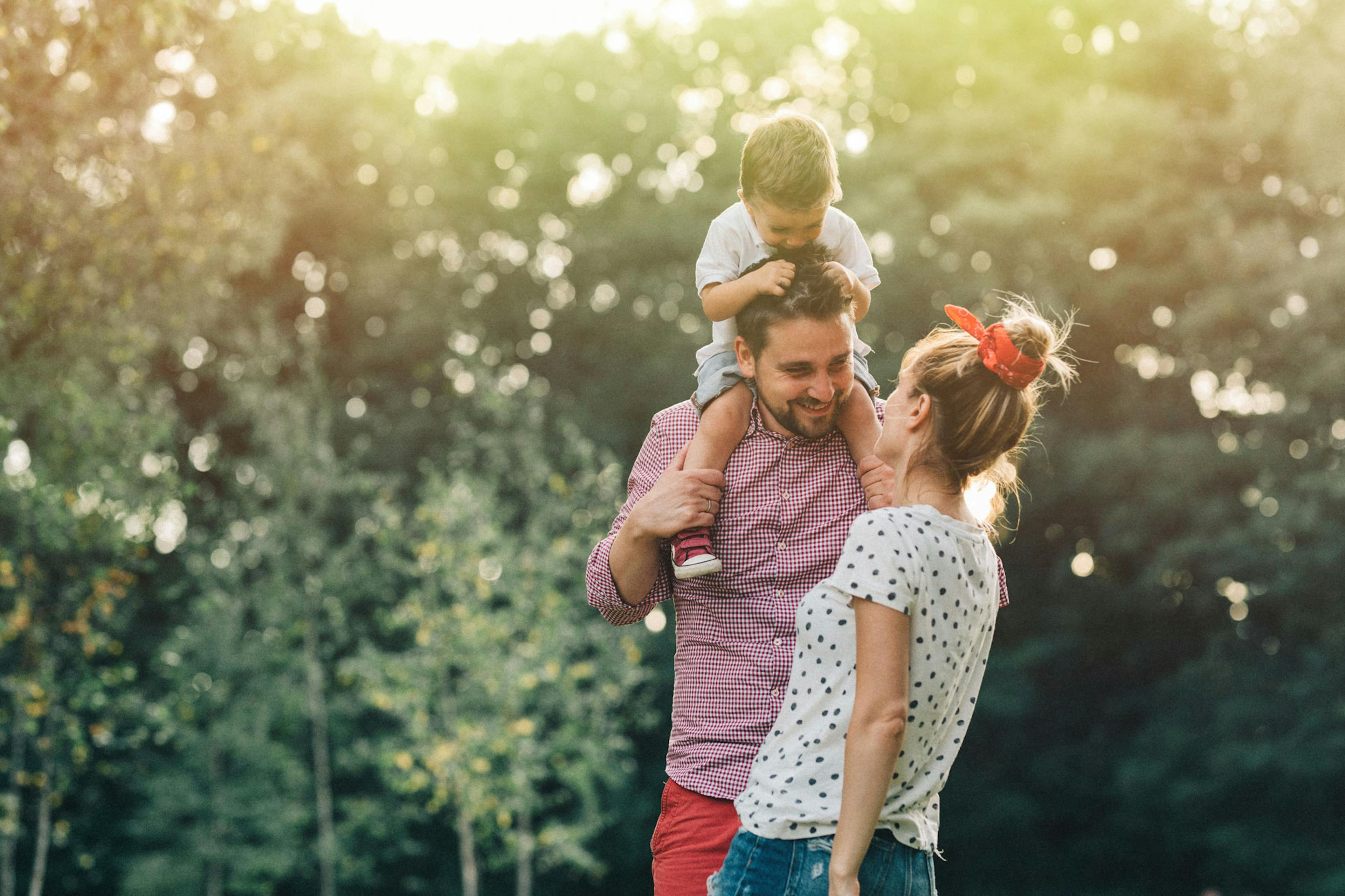 happy family outside 