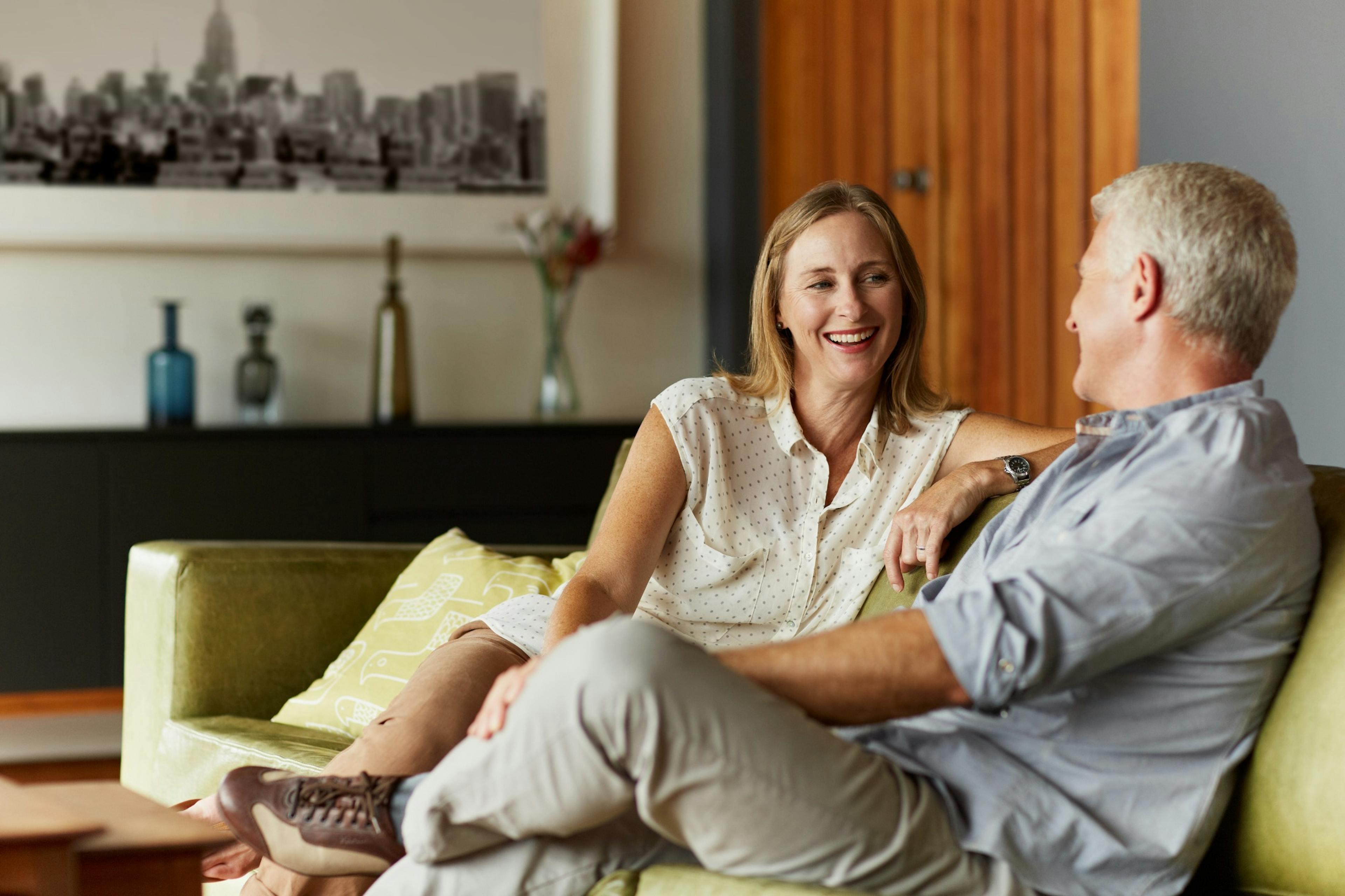 couple chatting on the couch