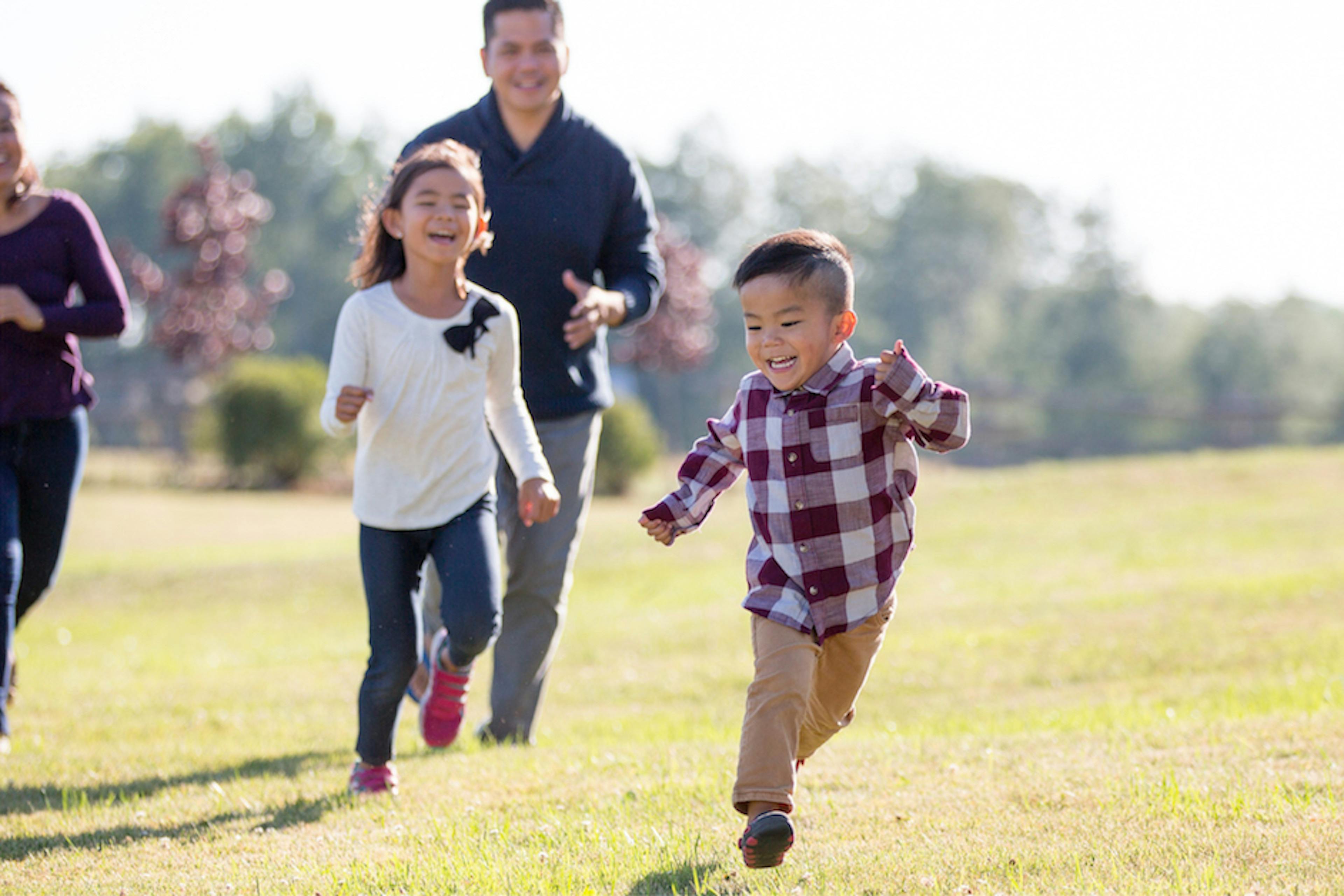 family running outside