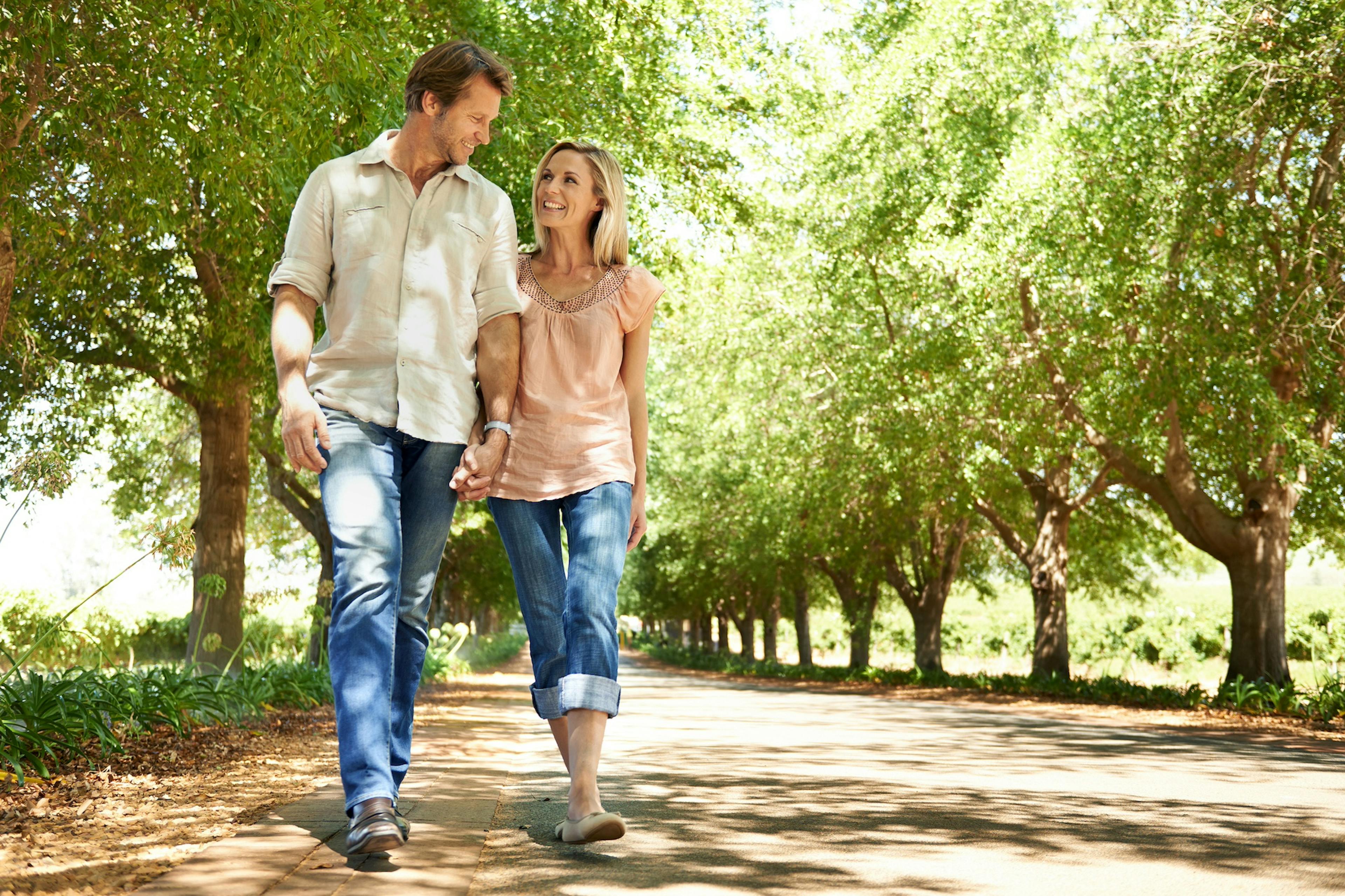 couple enjoying a walk outside