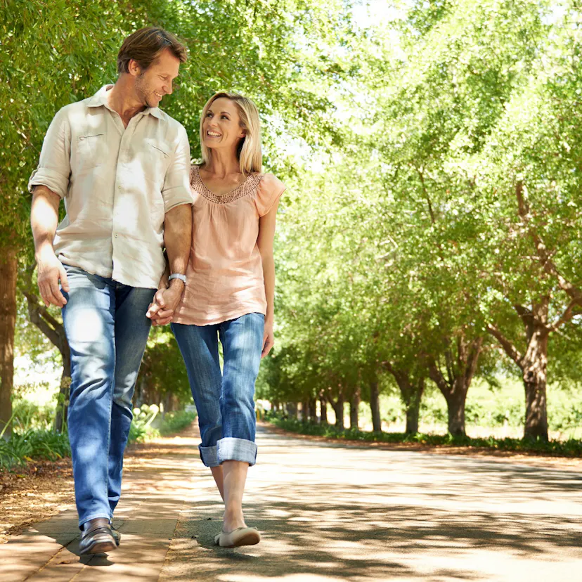 couple enjoying a walk outside