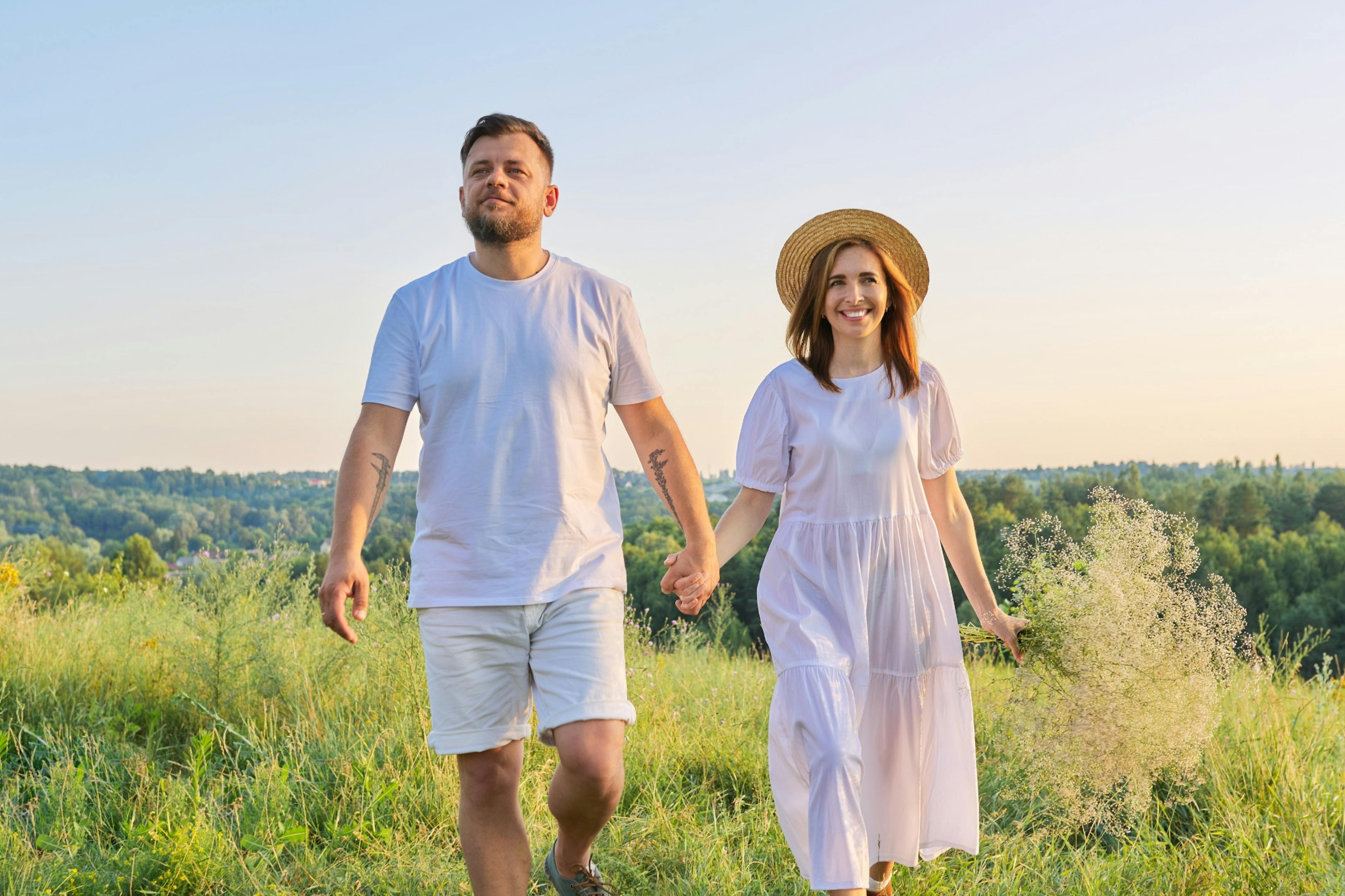 happy romantic walk