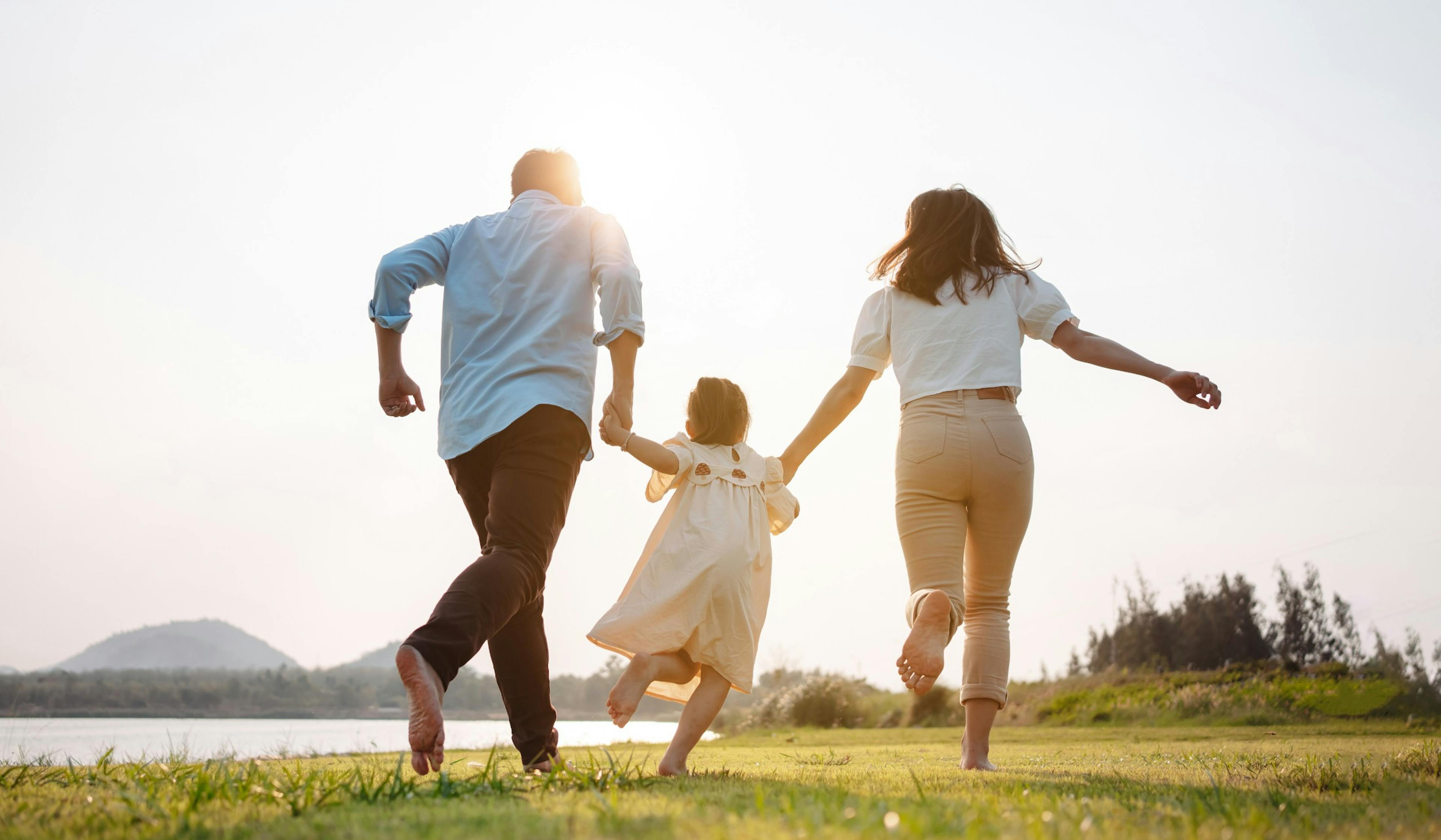 happy family in the sun