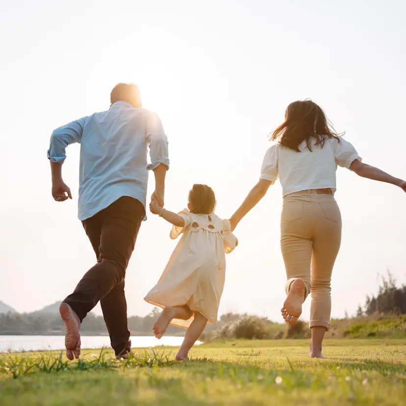 happy family in the sun