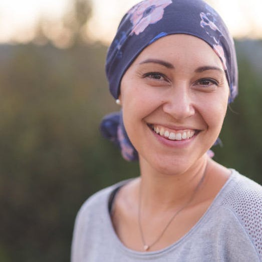 beautiful young woman with cancer
